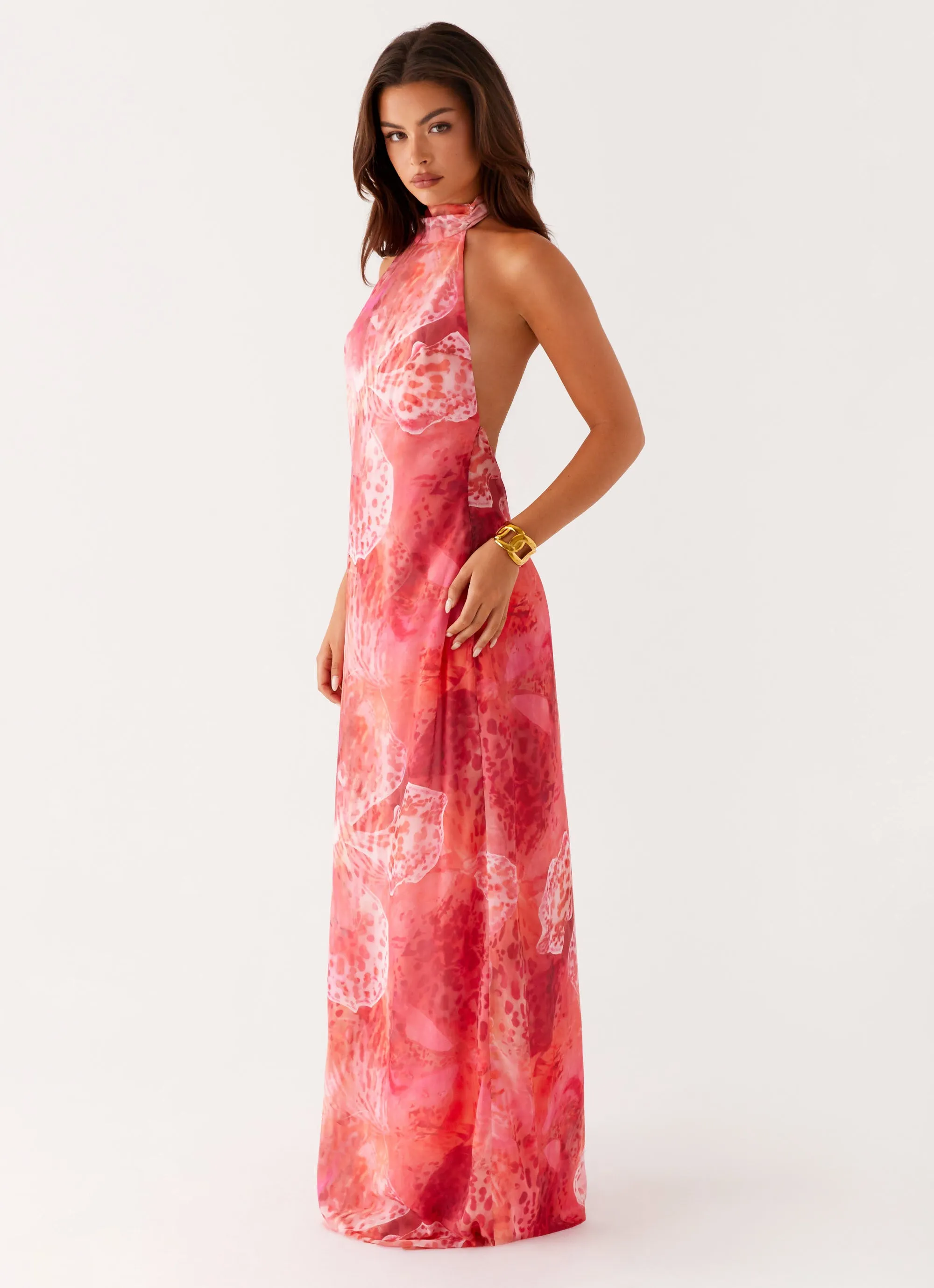 Lounge Comfort Smooth Stitch Pattern California Maxi Dress - Flamingo Fling