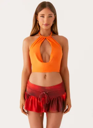 Calisa Cowl Top - Orange Sporty Blouse