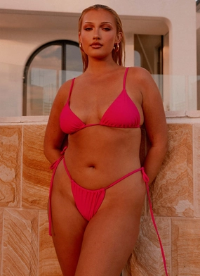 Calista Bikini Bottoms - Pink Recycled fabric Breezy-Feel Calista Bikini Bottoms - Pink