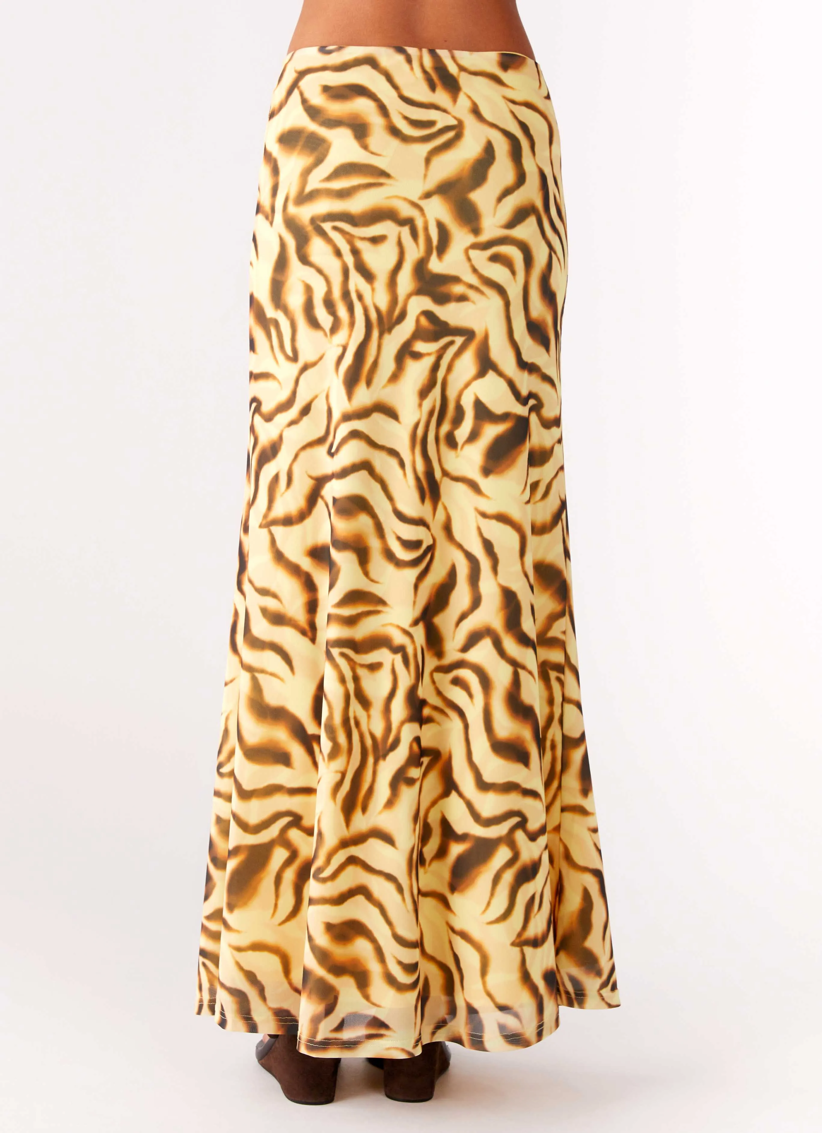 Shape Enhancing Call Me Low Rise Maxi Skirt - Yellow Zebra
