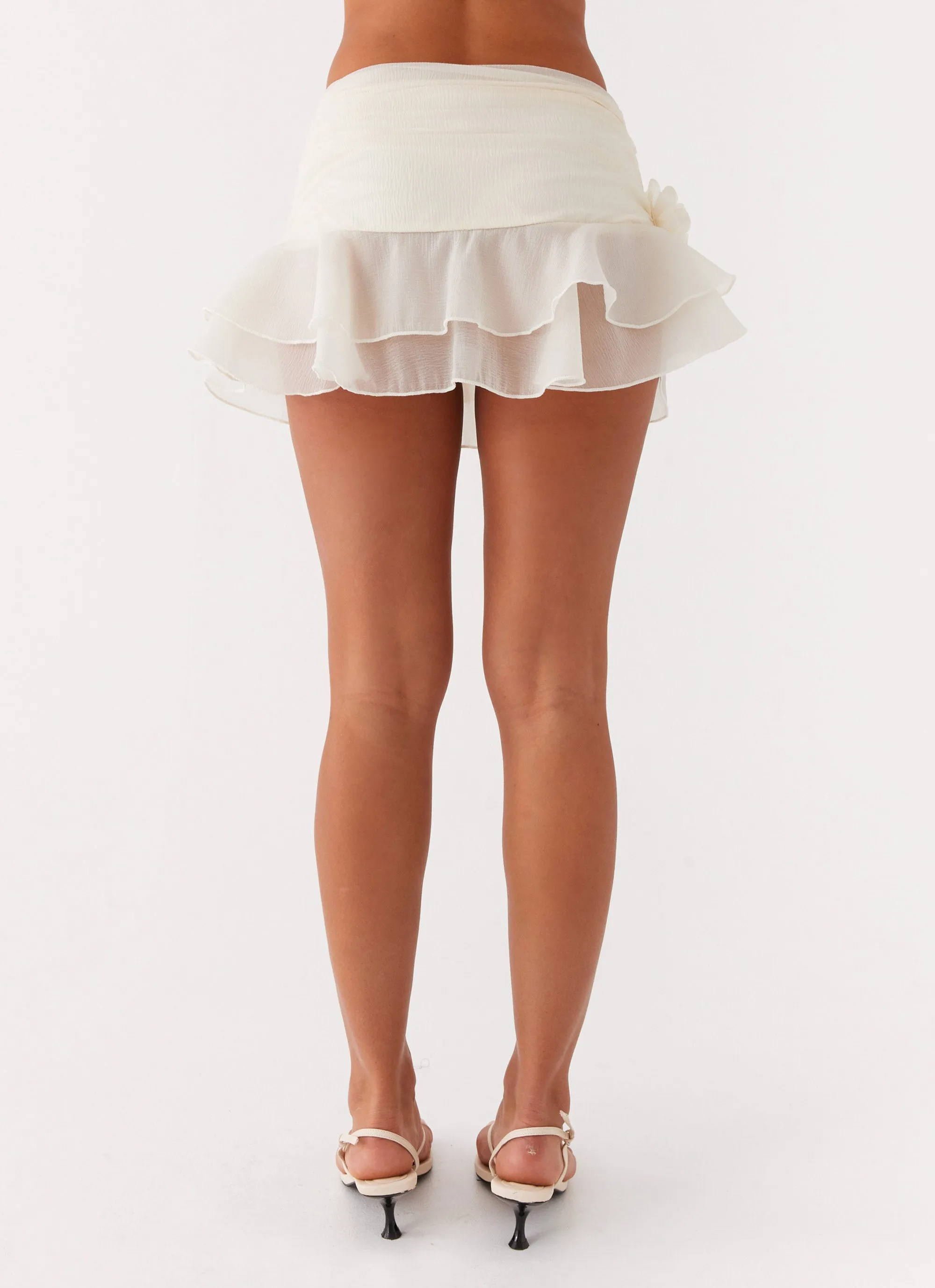 Opaque Lining Call Me Never Tiered Mini Skirt - Ivory