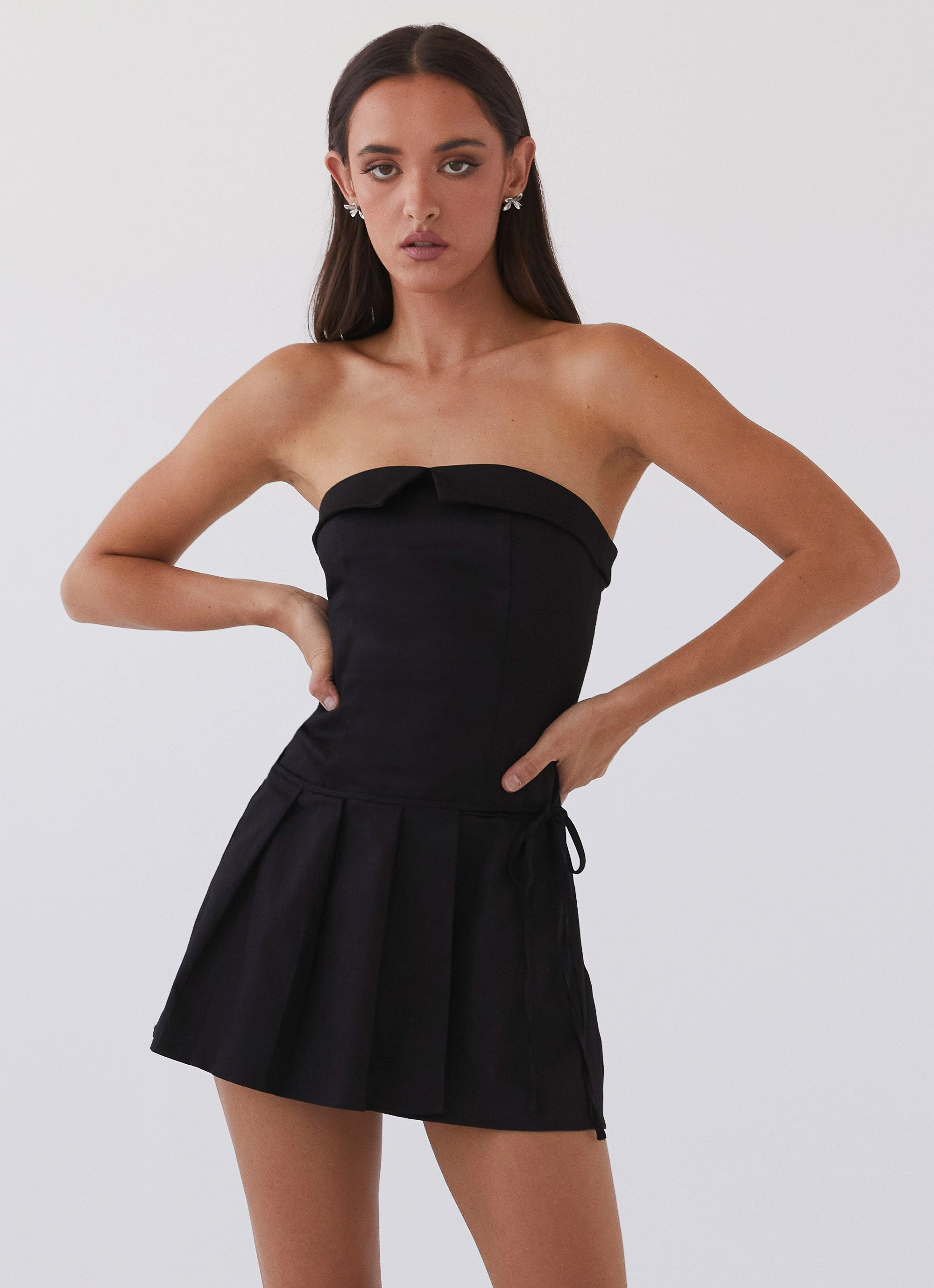 Breathable Comfort Wear Modern Waist Calling The Shots Mini Dress - Black