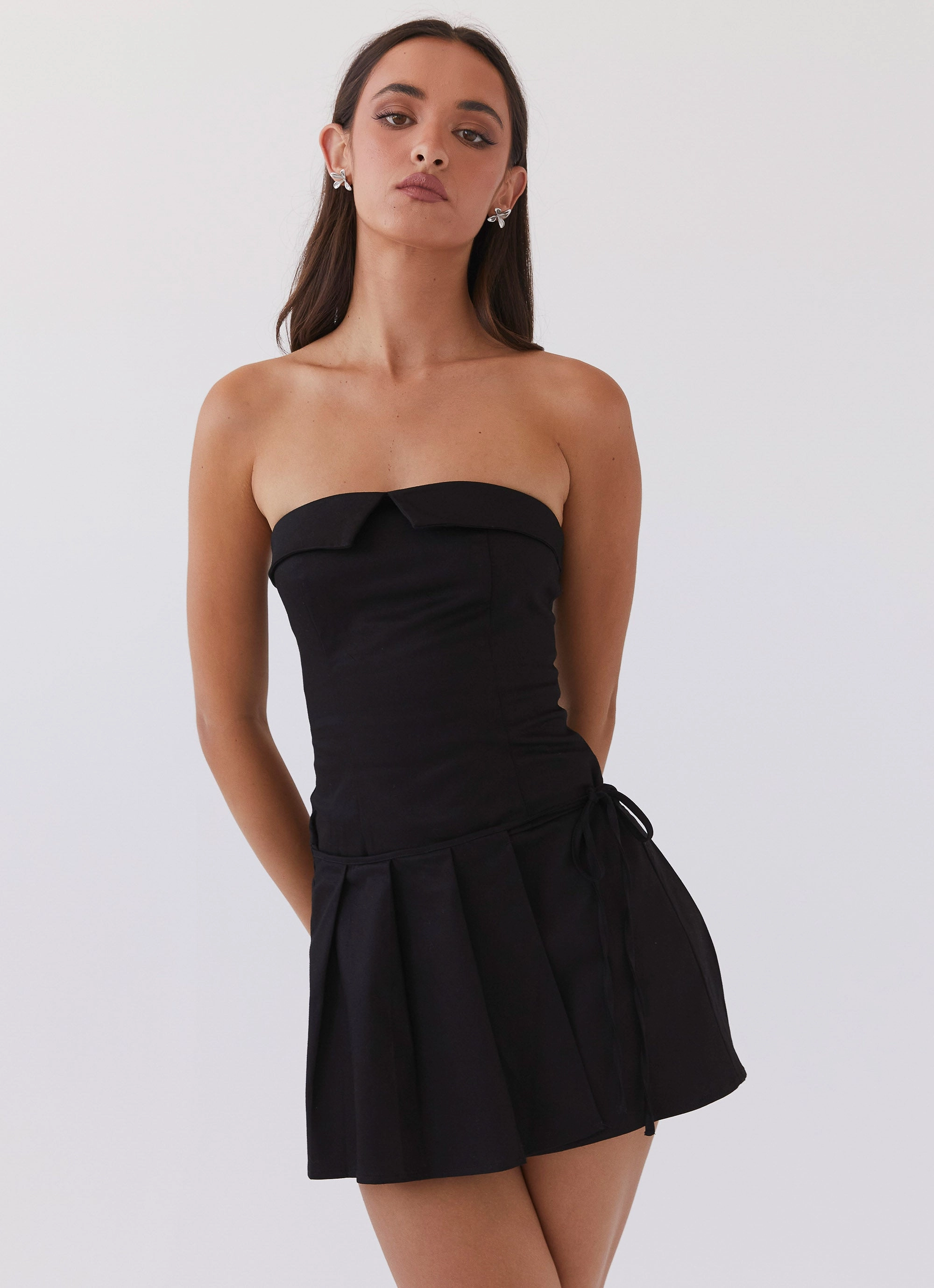 Calling The Shots Mini Dress - Black Nordic Plain