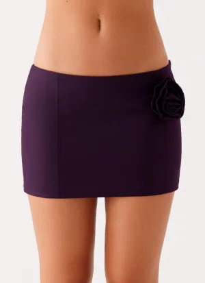 Campbell Mini Skirt - Plum Pleated Details Neutral Tones Campbell Mini Skirt - Plum