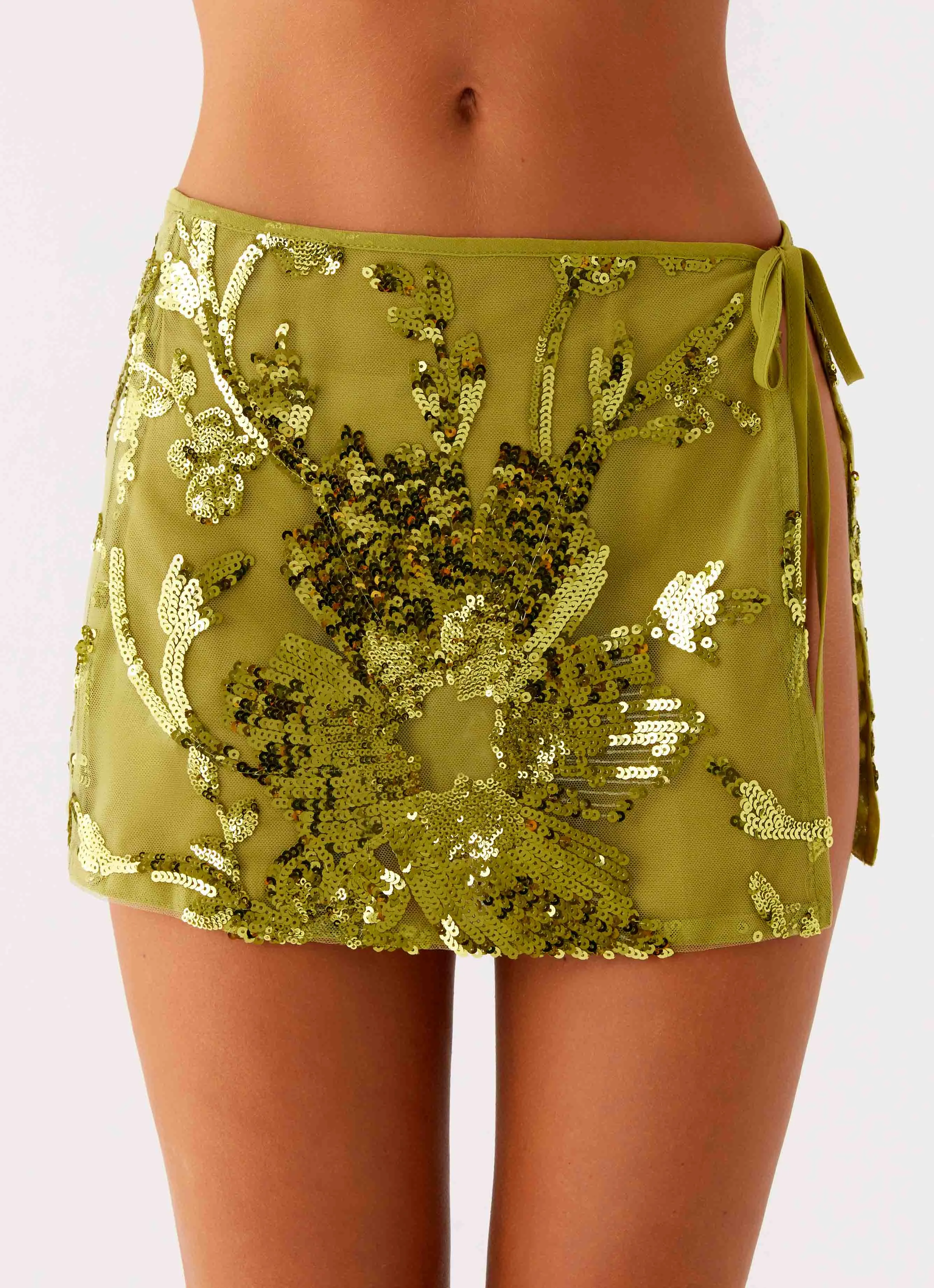 Outfit Display Opaque finish Cancun Sequin Mini Skirt - Lime