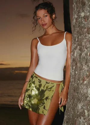 Cancun Sequin Mini Skirt - Lime clean look Travel Friendly Outfit Mood Cancun Sequin Mini Skirt - Lime