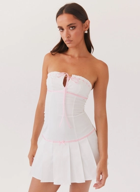 Candy Coated Bustier Mini Dress - Pink Ribbon Stylish and Versatile Candy Coated Bustier Mini Dress - Pink Ribbon Pop Texture
