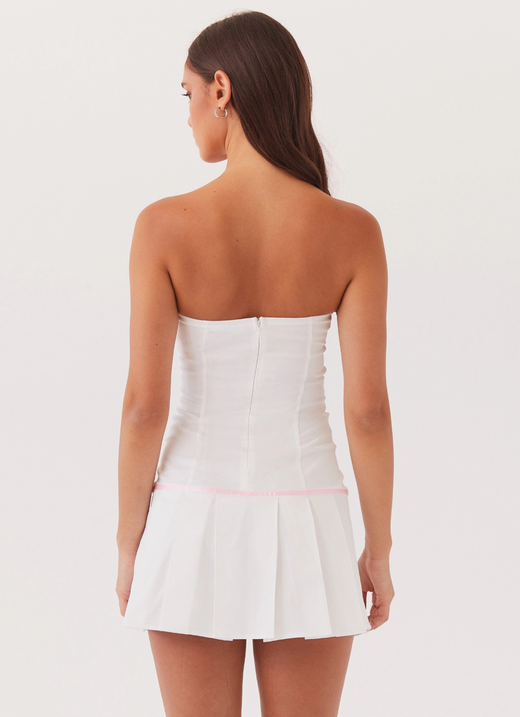 Candy Coated Bustier Mini Dress - Pink Ribbon Light Fit Fitted Base