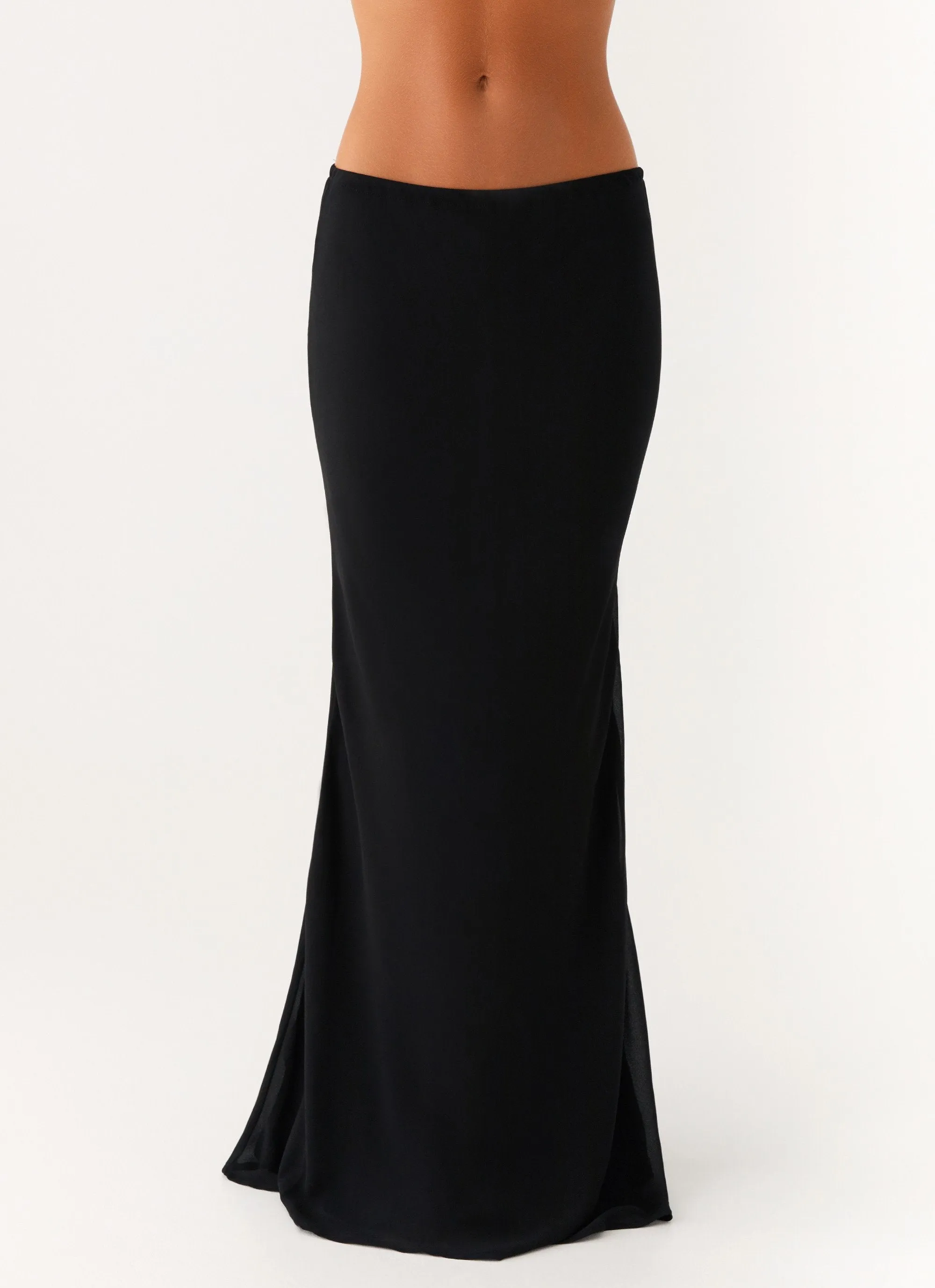 Canyon Chiffon Maxi Skirt - Black Vibe Ready Comfort Fit