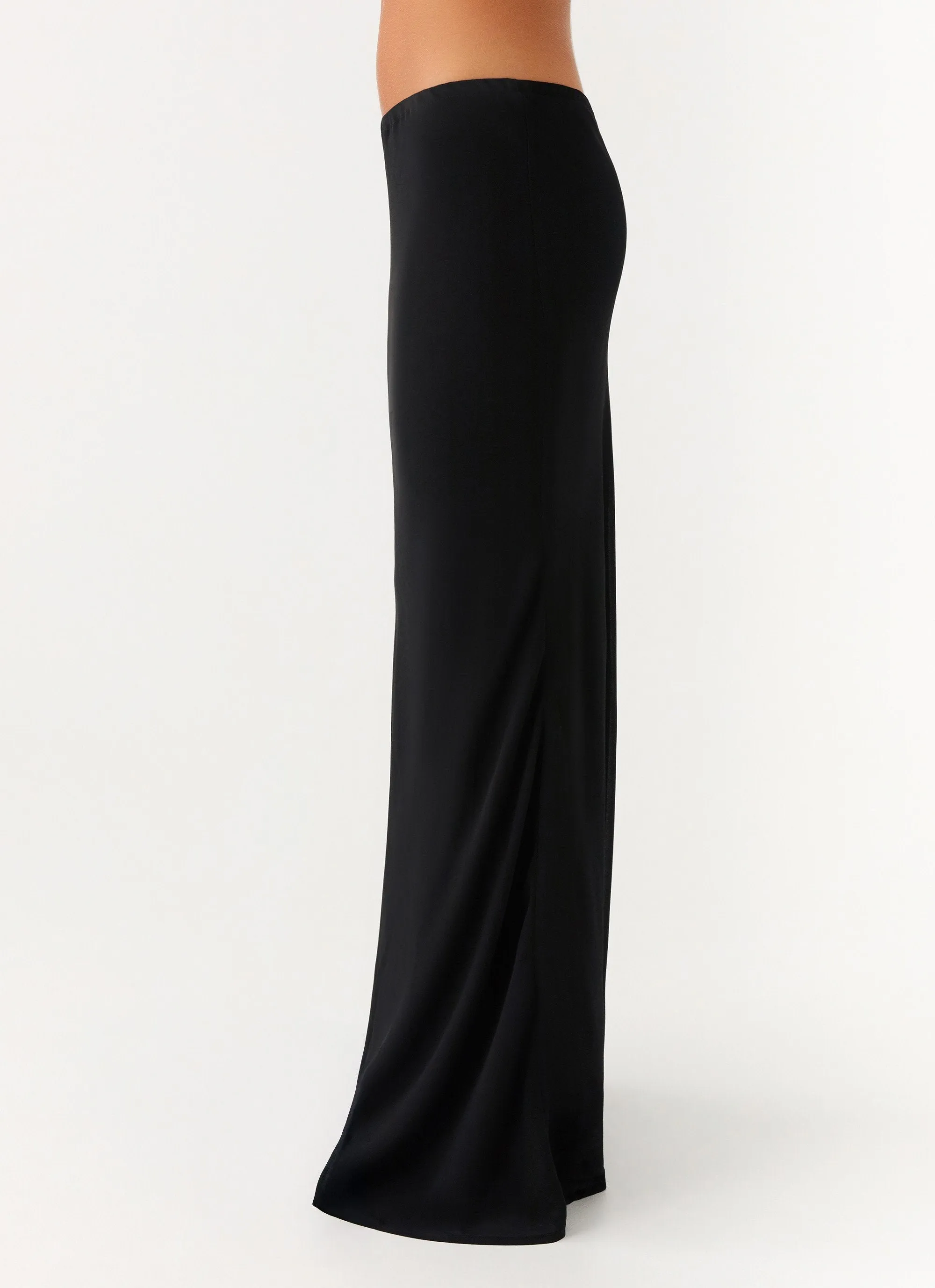 Tear Resistant Material Canyon Chiffon Maxi Skirt - Black