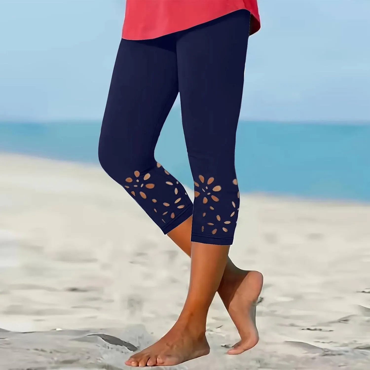 Capri Leggings for Women 2025 Summer High Waist Yoga Tights Cropped Comfy Stretchy Leggings Workout Compression Pants