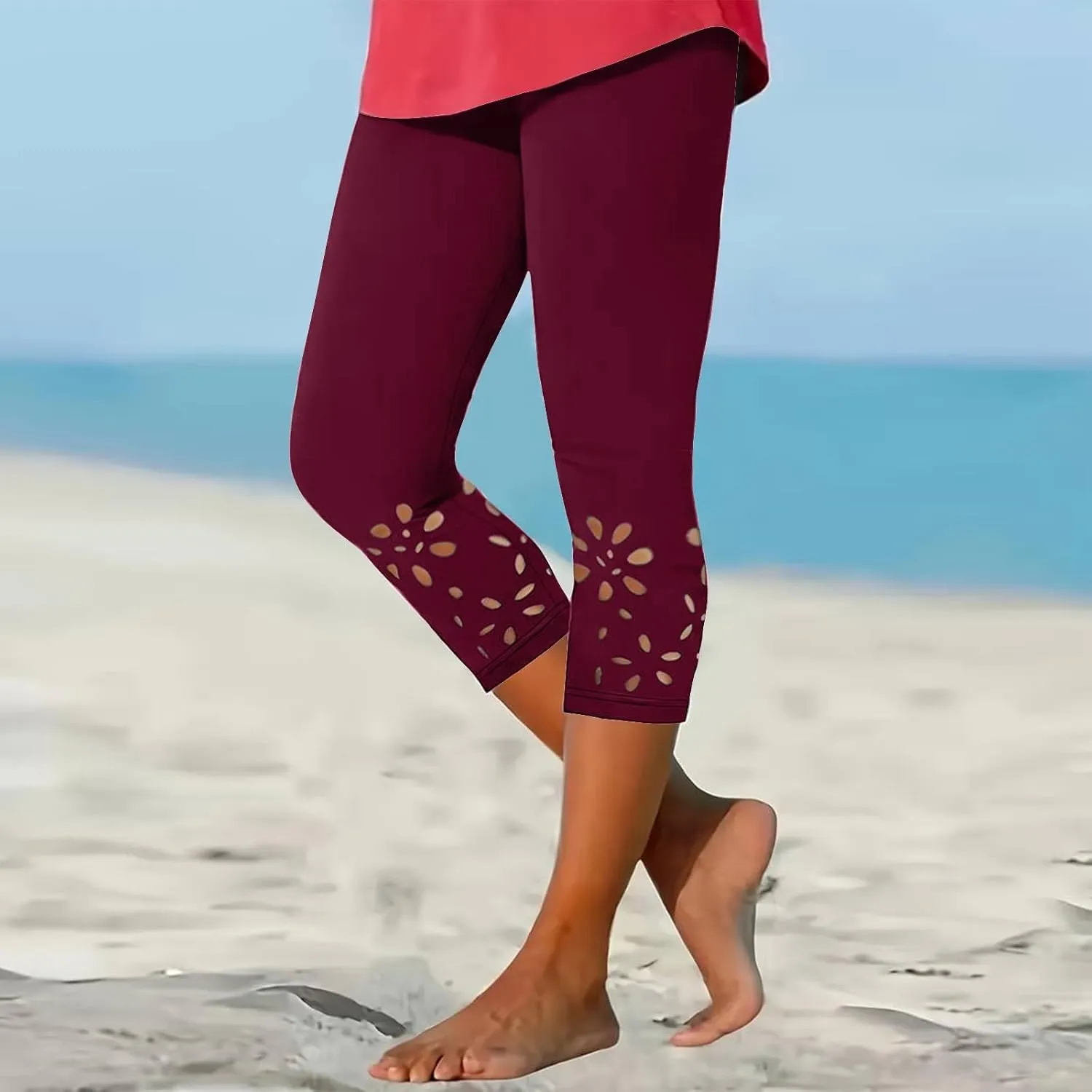 Capri Leggings for Women 2025 Summer High Waist Yoga Tights Cropped Comfy Stretchy Leggings Workout Compression Pants