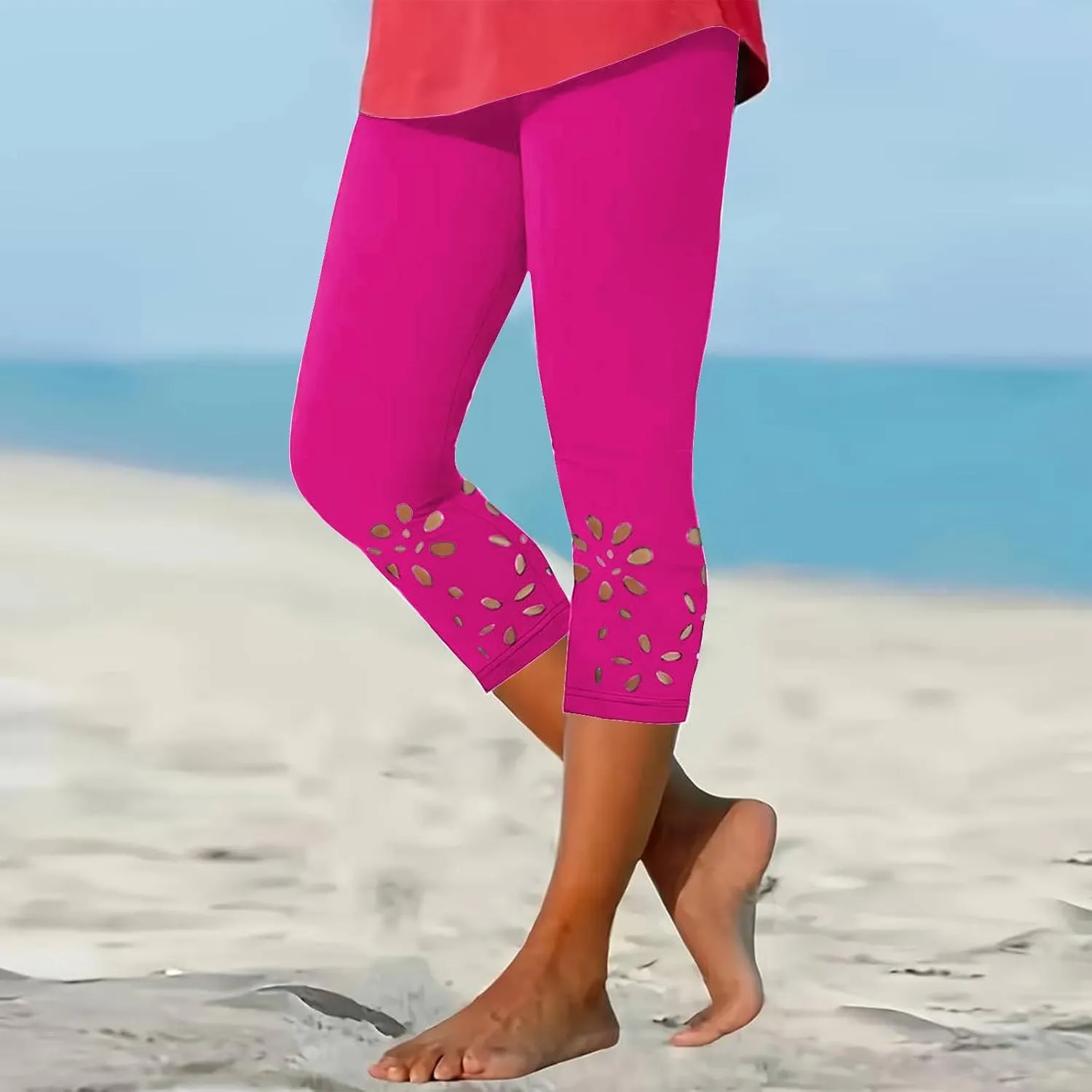 Capri Leggings for Women 2025 Summer High Waist Yoga Tights Cropped Comfy Stretchy Leggings Workout Compression Pants