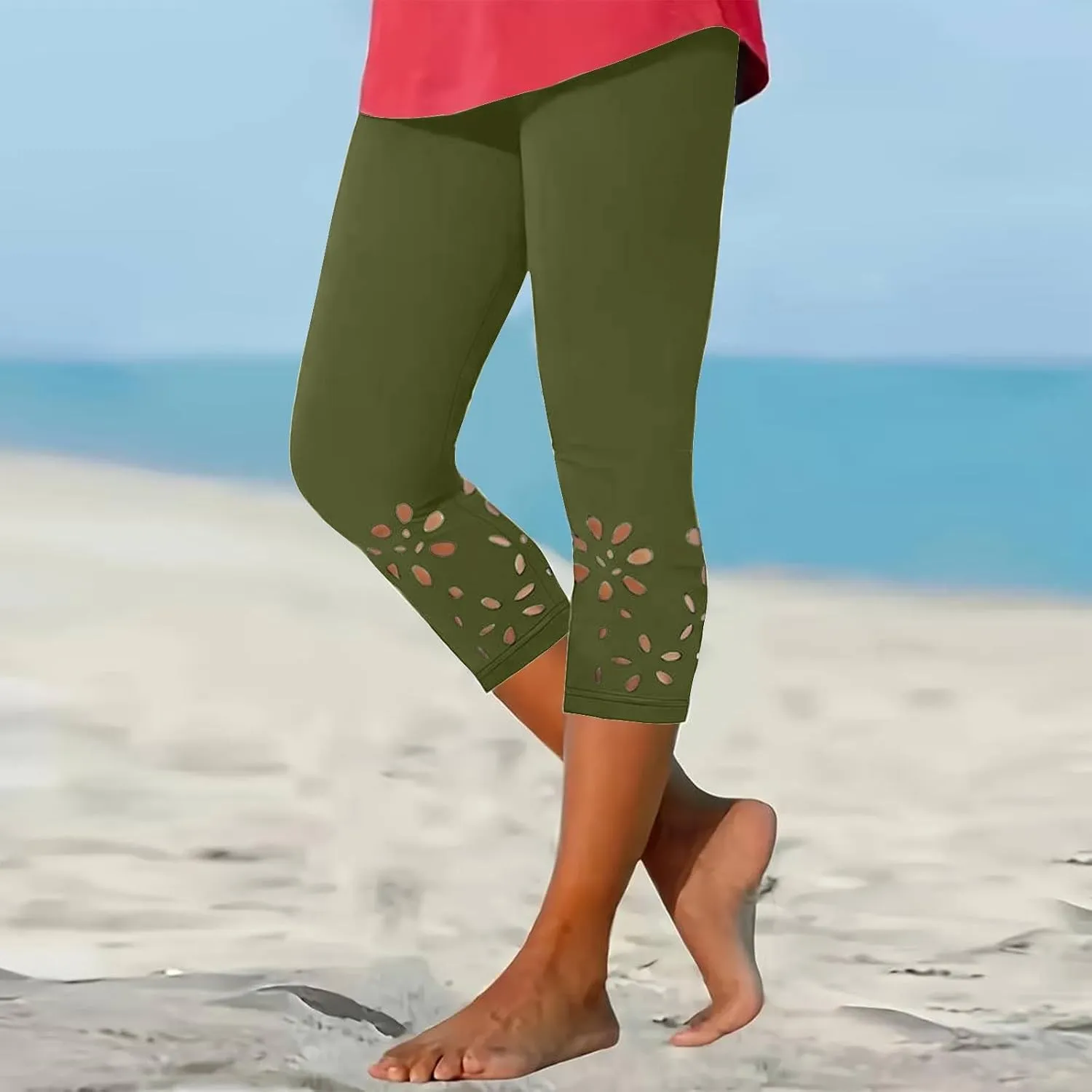 Capri Leggings for Women 2025 Summer High Waist Yoga Tights Cropped Comfy Stretchy Leggings Workout Compression Pants