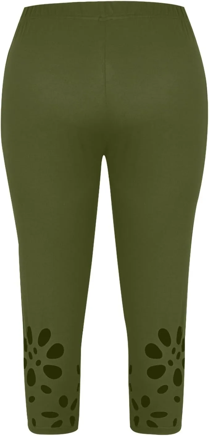 Capri Leggings for Women 2025 Summer High Waist Yoga Tights Cropped Comfy Stretchy Leggings Workout Compression Pants
