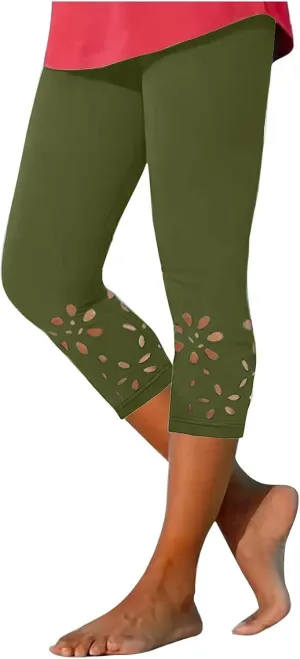 Capri Leggings for Women 2025 Summer High Waist Yoga Tights Cropped Comfy Stretchy Leggings Workout Compression Pants