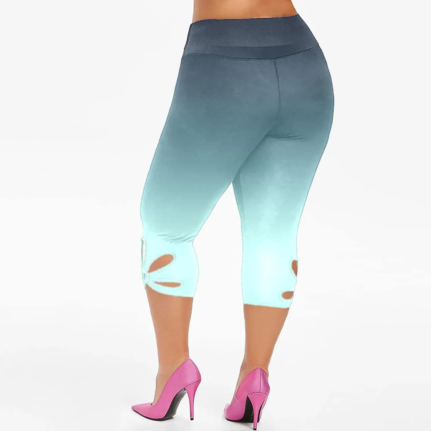 Capri Leggings for Women Plus Size Elastic High Waisted Tummy Control Cropped Yoga Pants Casual Cute Soft Comfy Capris Tights