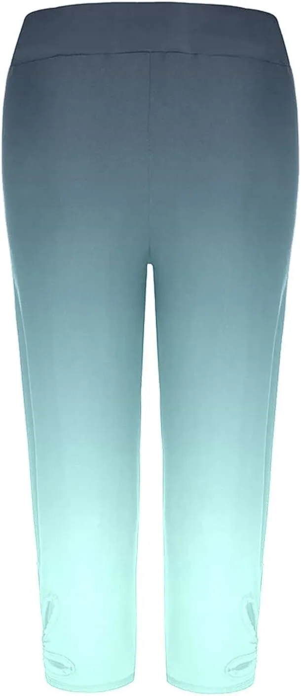 Capri Leggings for Women Plus Size Elastic High Waisted Tummy Control Cropped Yoga Pants Casual Cute Soft Comfy Capris Tights