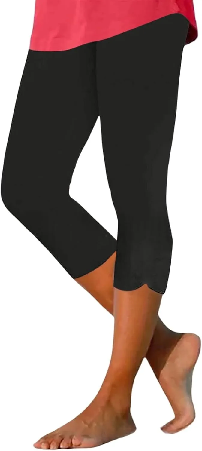 Capri Leggings for Women Tummy Control Workout Capris Leggings Pockets High Waist Athletic Yoga Pants Running Hiking