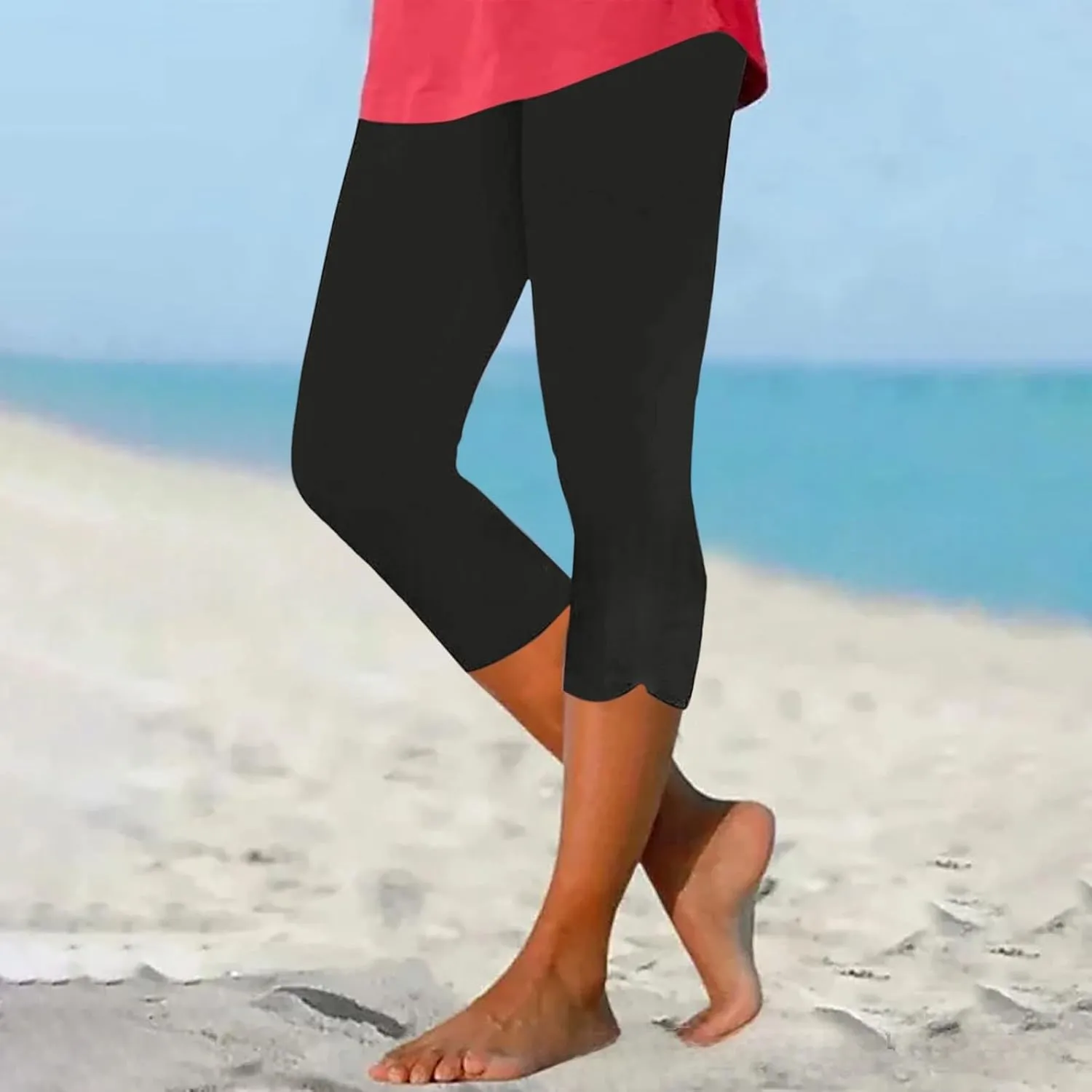 Capri Leggings for Women Tummy Control Workout Capris Leggings Pockets High Waist Athletic Yoga Pants Running Hiking