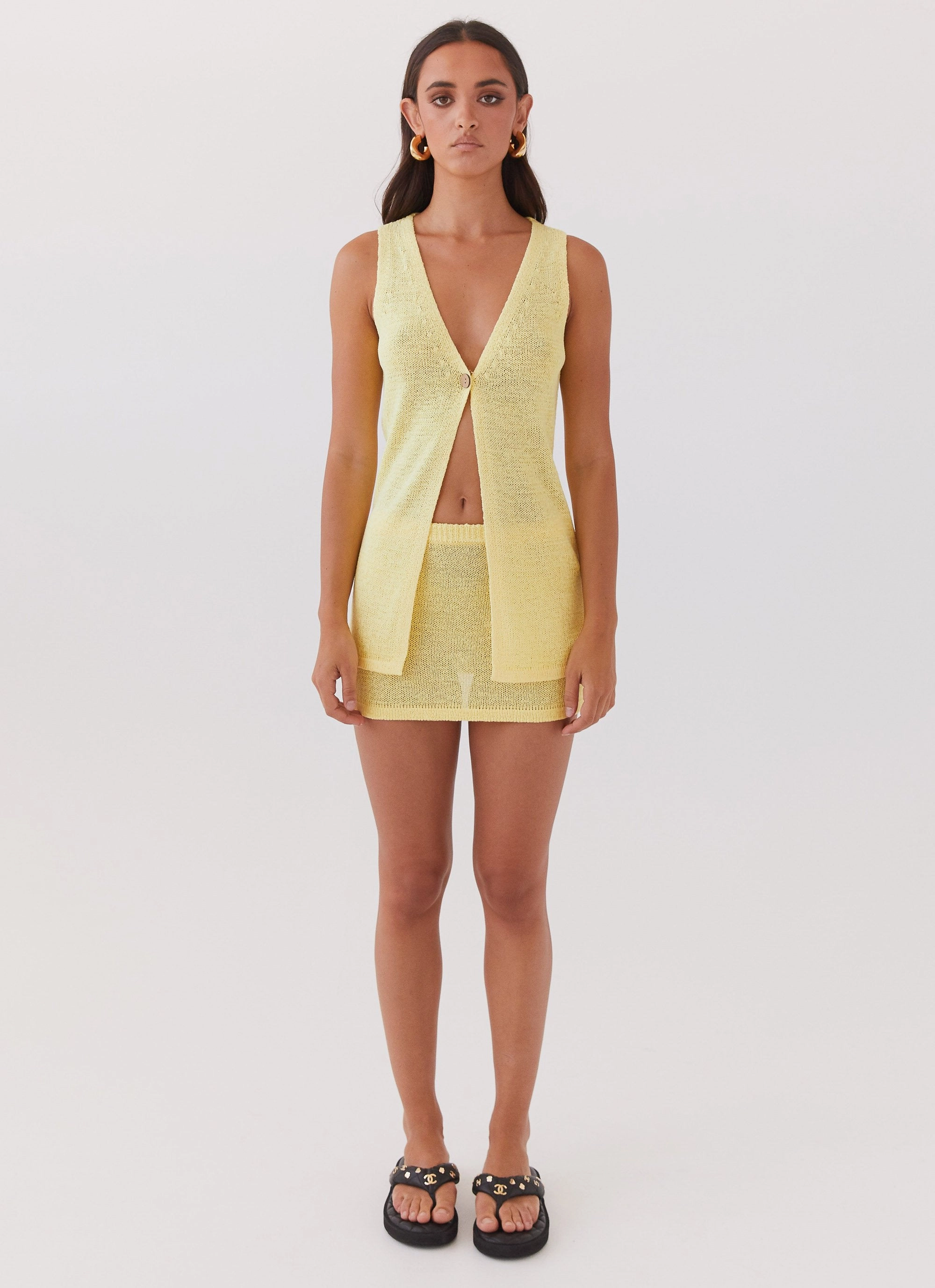 Capri Glow Knit Top - Canary Double Stitched Hems