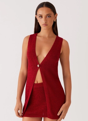 LayeredCollar Four Way Stretch Fabric Capri Glow Knit Top - Maroon