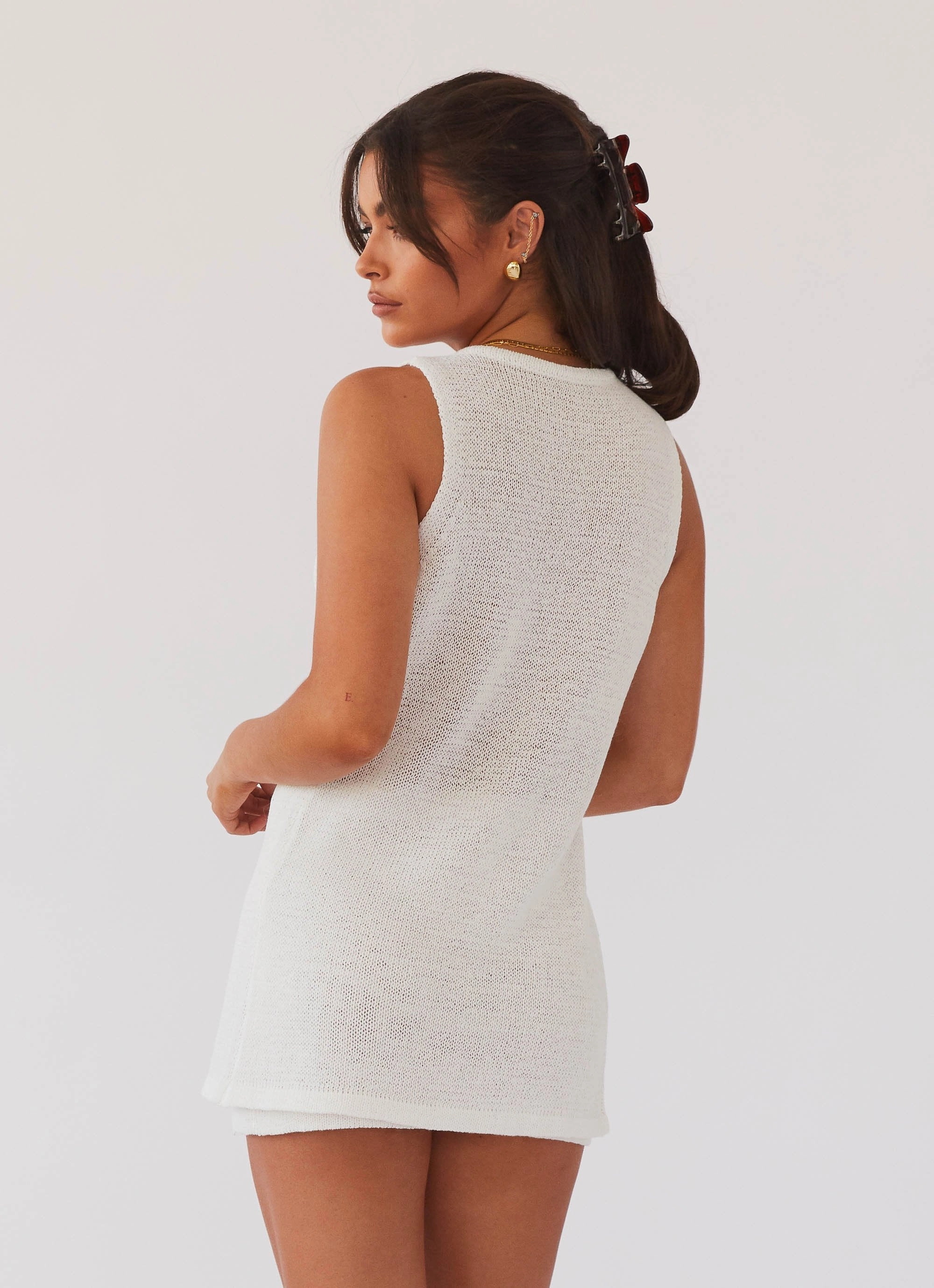 Capri Glow Knit Top - White AdjustableDrawstring HygienicCoating