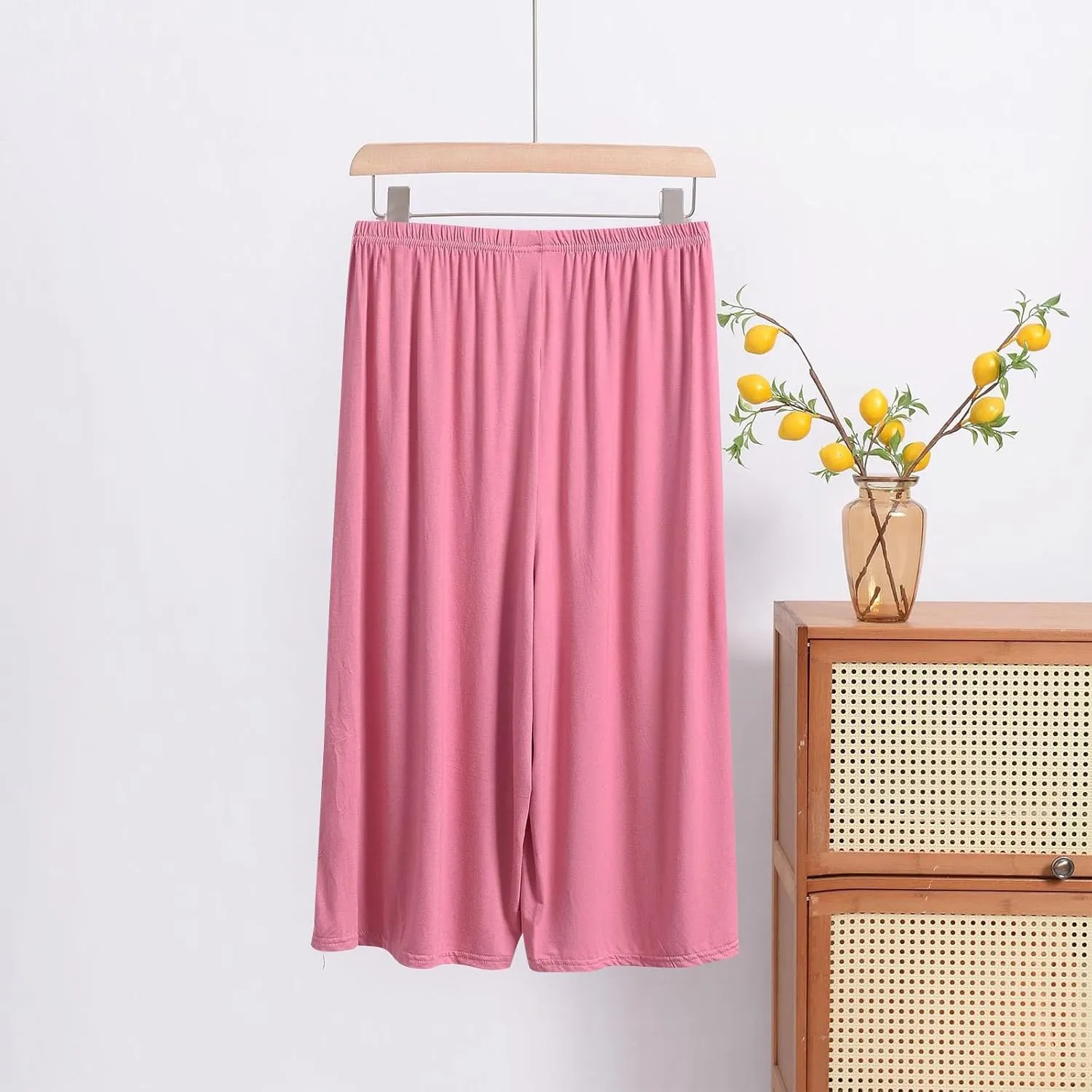 Capris Lounge Pants for Women Soft Modal Comfy Summer Pajamas Loose Elastic Waist Pj Bottoms Cropped Sleepwear Trousers