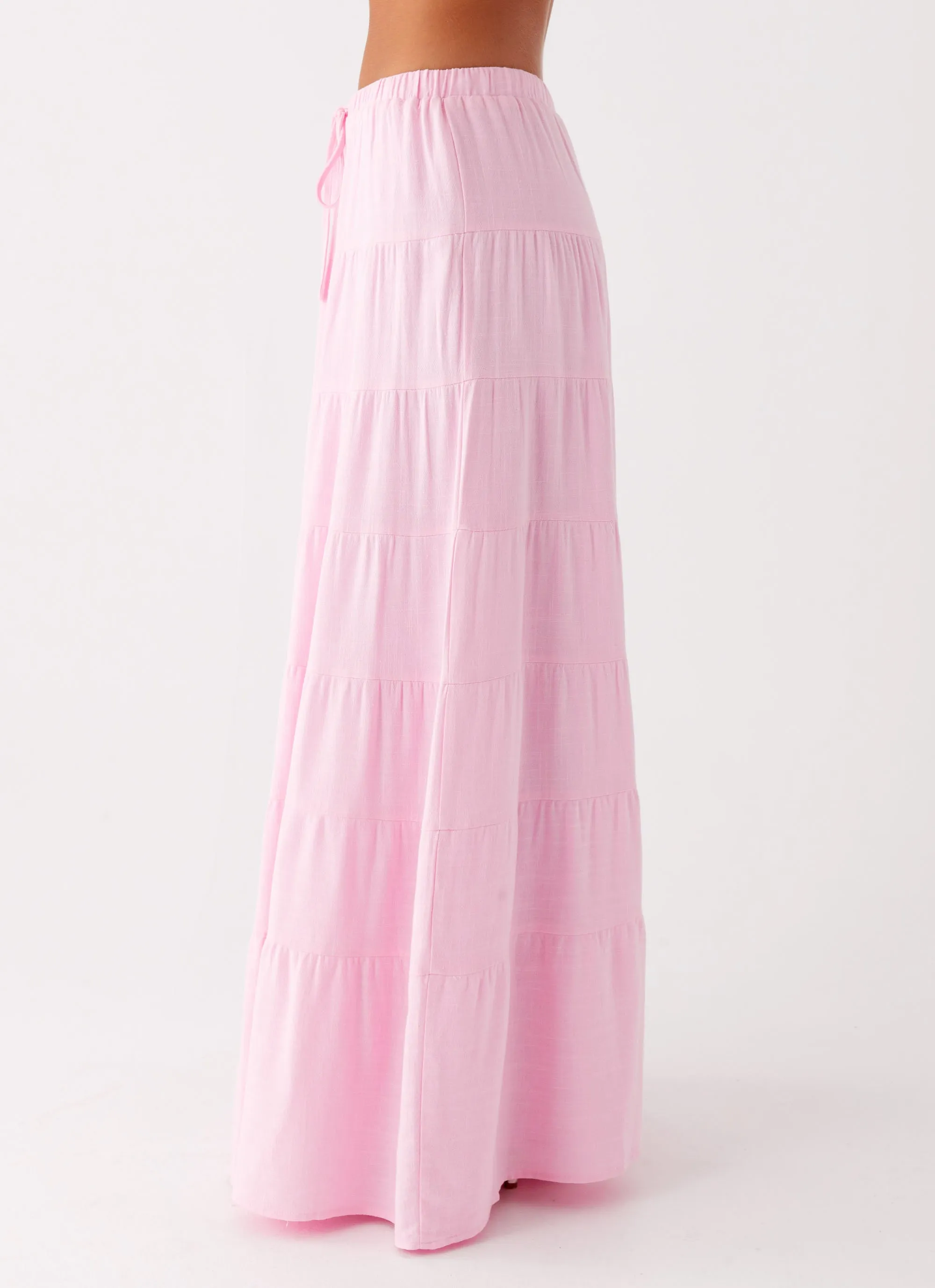 Mariella Linen Maxi Skirt - Pink Suede Feel