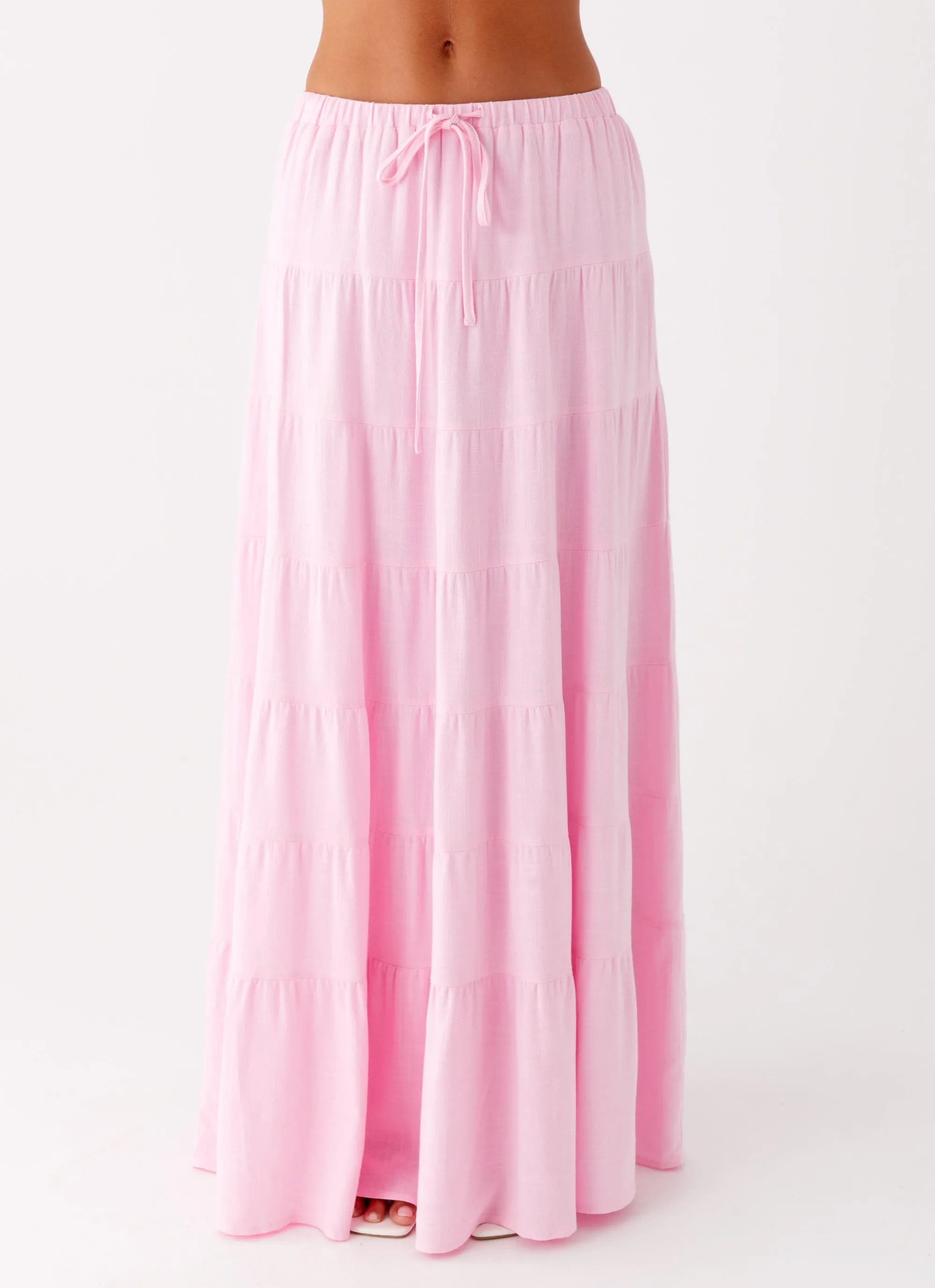 Mariella Linen Maxi Skirt - Pink Artistic Influence