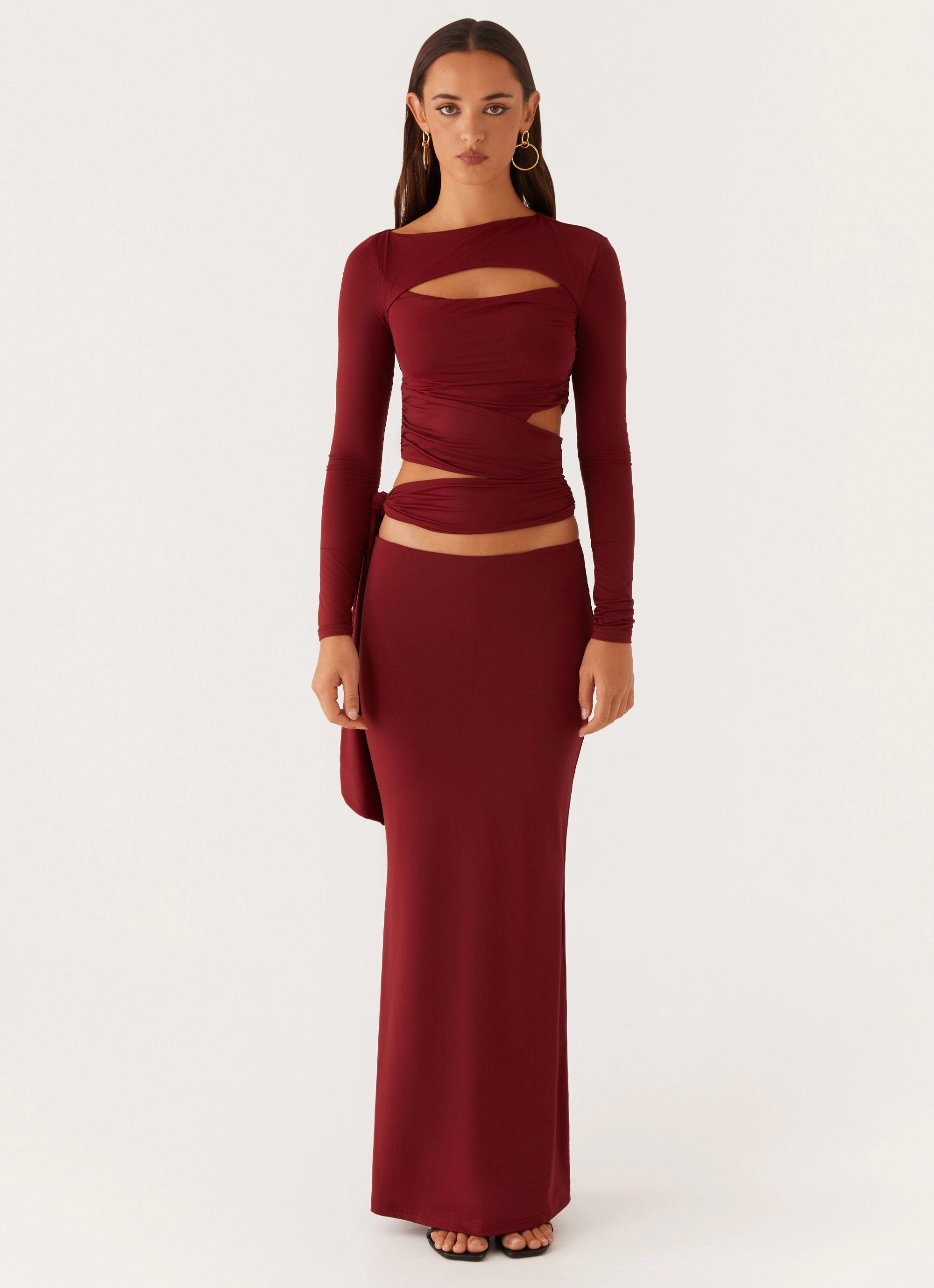 Layering Compatible Cut Capucine Wrap Top - Mulberry