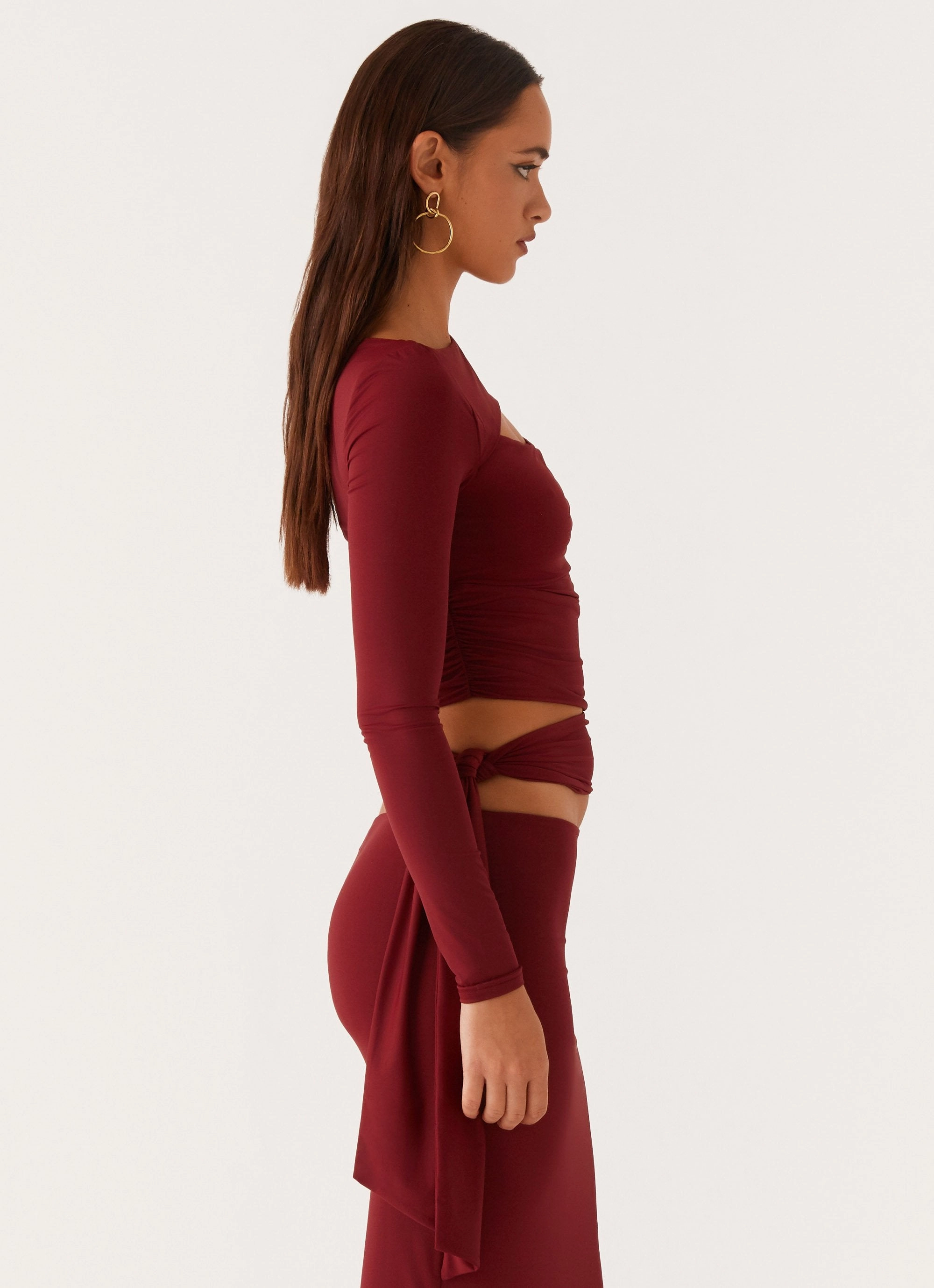 Weekend Outing Wear Essential Style Capucine Wrap Top - Mulberry