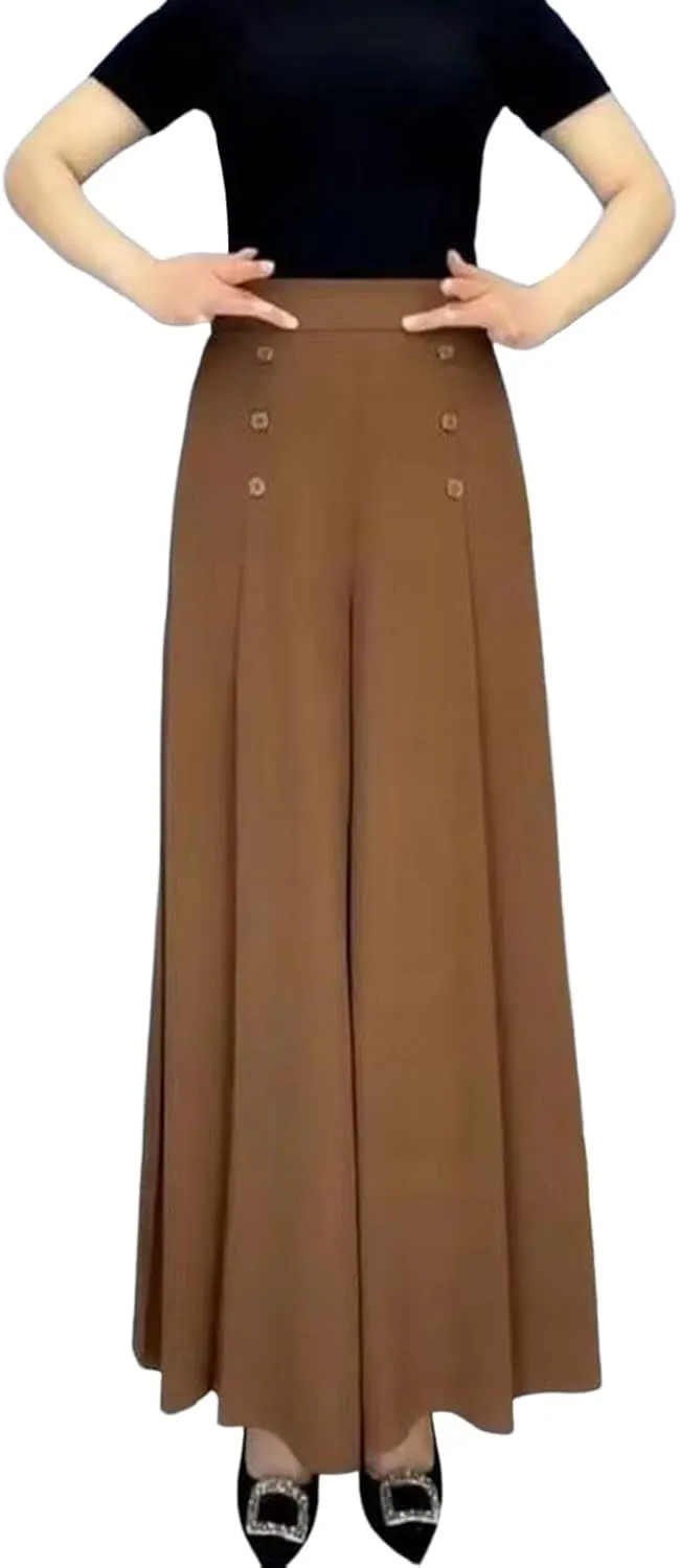 Cargo Capri Pants for Women Womens Cotton Linen Pants High Waisted Button Down Straight Long Trousers Palazzo Womens