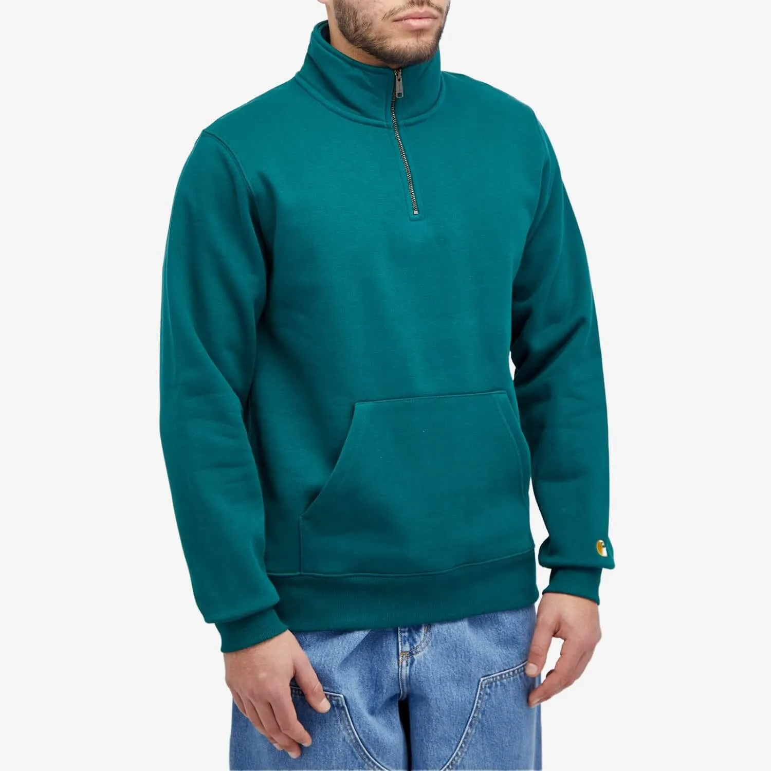 Carhartt Wip Chase Neck Zip Sweatshirt, turquoise