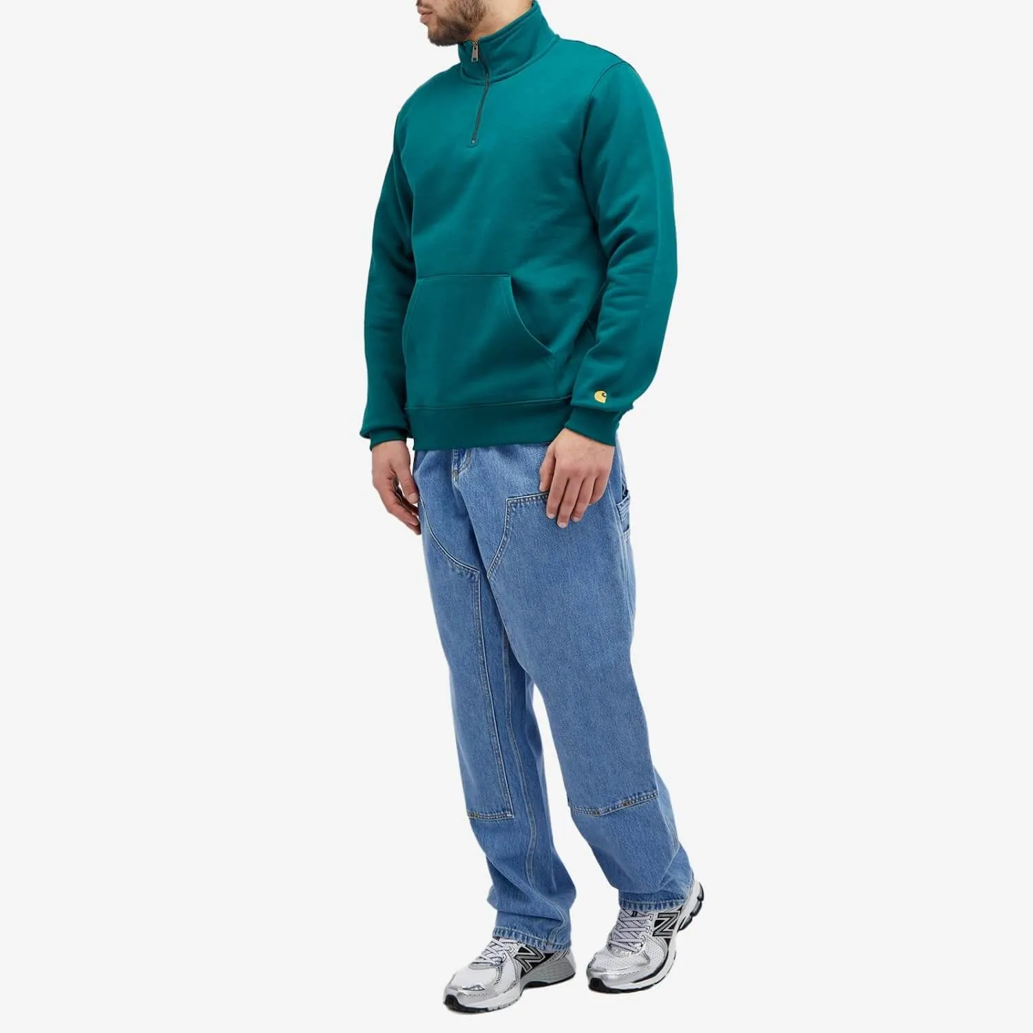 Carhartt Wip Chase Neck Zip Sweatshirt, turquoise