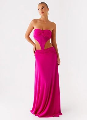Carlene Maxi Dress - Fuchsia Relaxed Design Carlene Maxi Dress - Fuchsia Bold Pattern