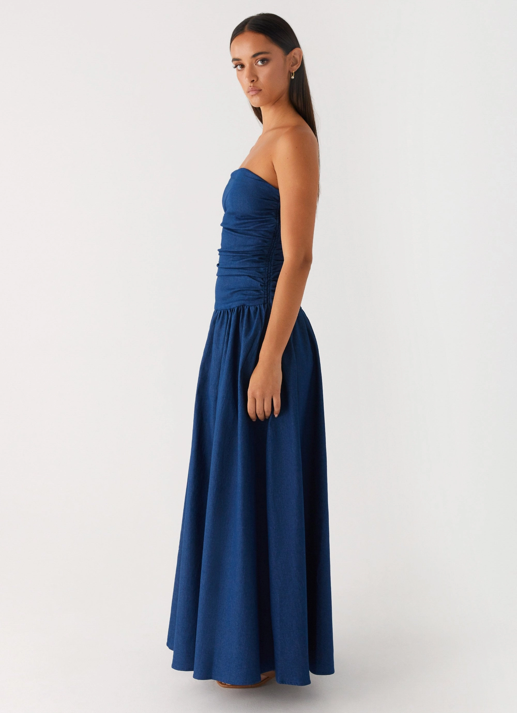 Carmel Denim Maxi Dress - Indigo Long Lines