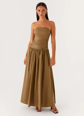 Carmel Maxi Dress - Khaki Comfy and Elegant Carmel Maxi Dress - Khaki Chilly Comfort Soft Balance