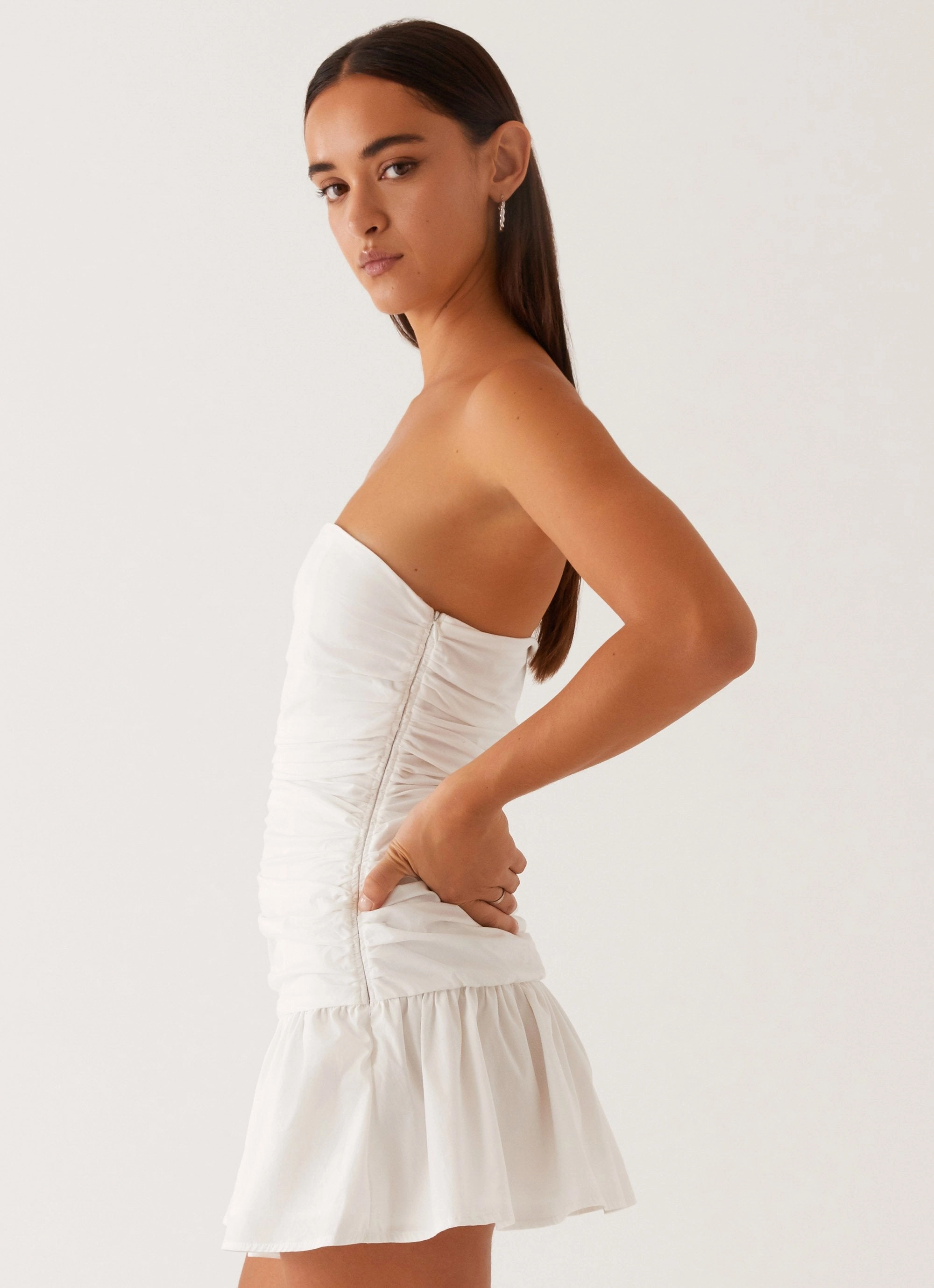 Carmel Mini Dress - White Soft Lines