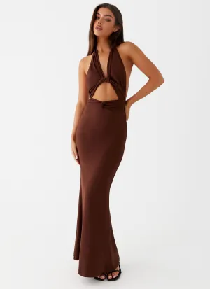 Earthy Palette Lightweight Weave Carolina Twist Maxi Dress - Chocolate
