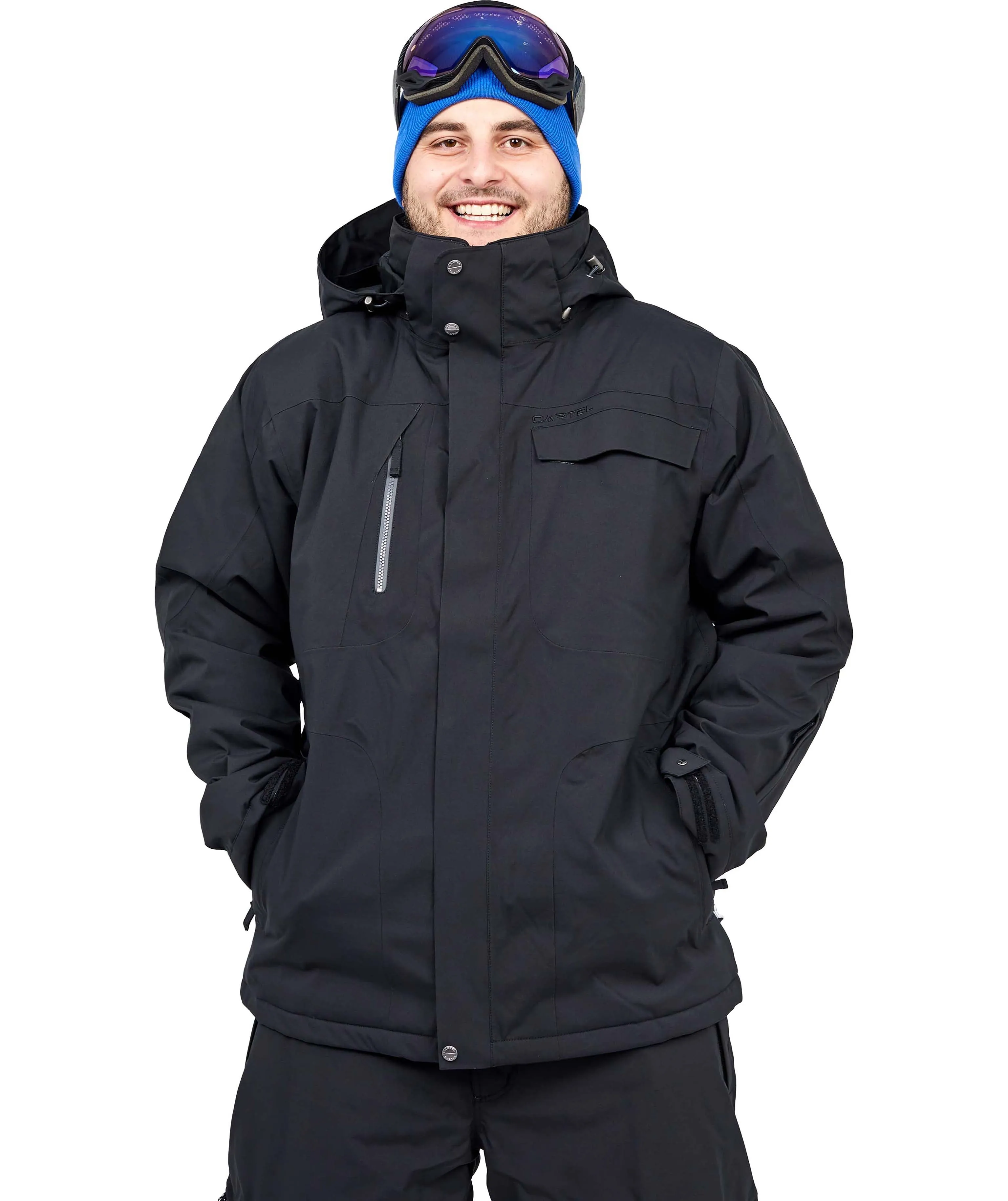 Cartel Bankso Mens Plus Size Ski Jacket Black Stretch 2XL-9XL