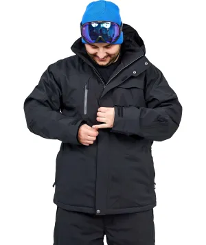 Cartel Bankso Mens Plus Size Ski Jacket Black Stretch 2XL-9XL