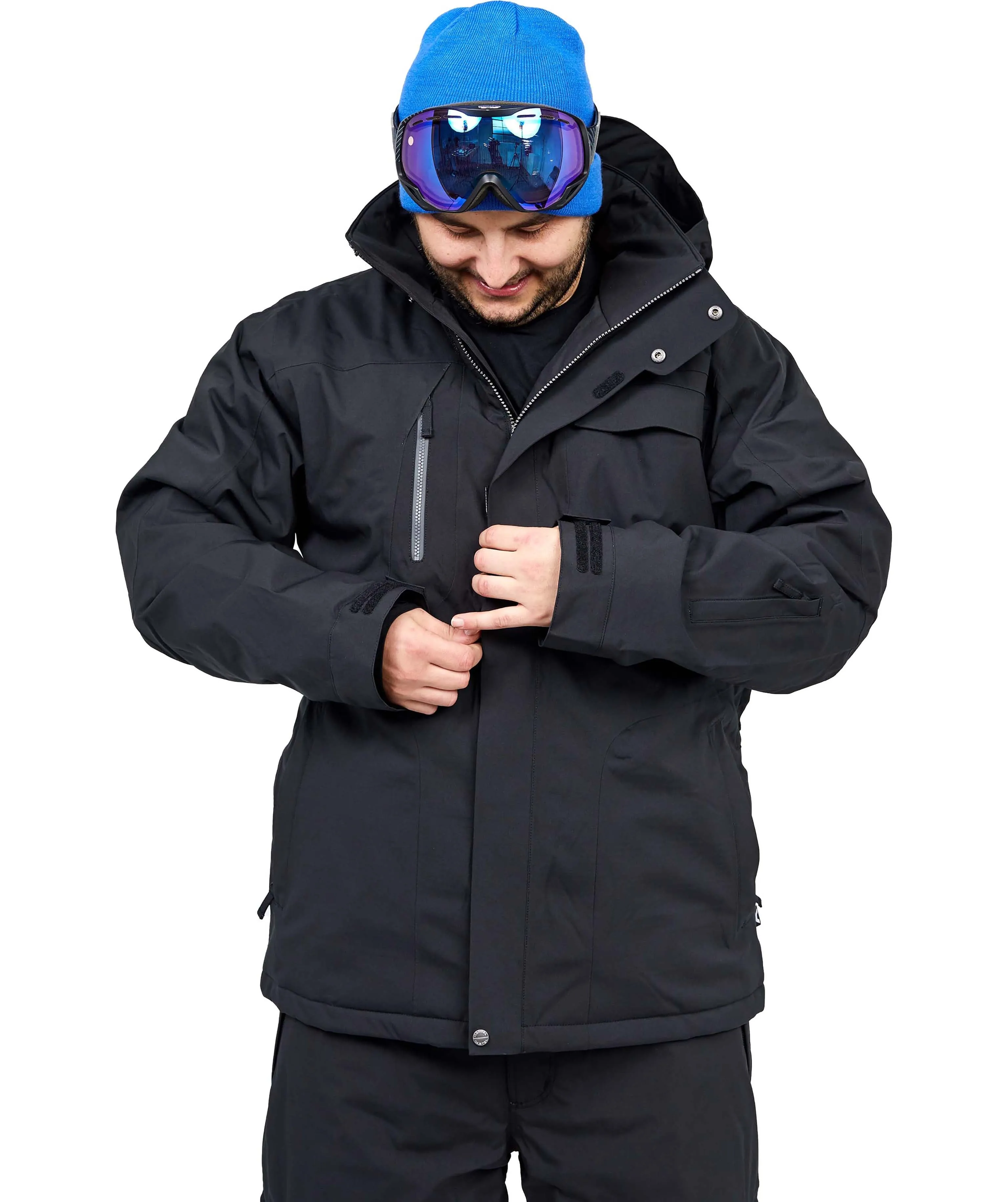 Cartel Bankso Mens Plus Size Ski Jacket Black Stretch 2XL-9XL