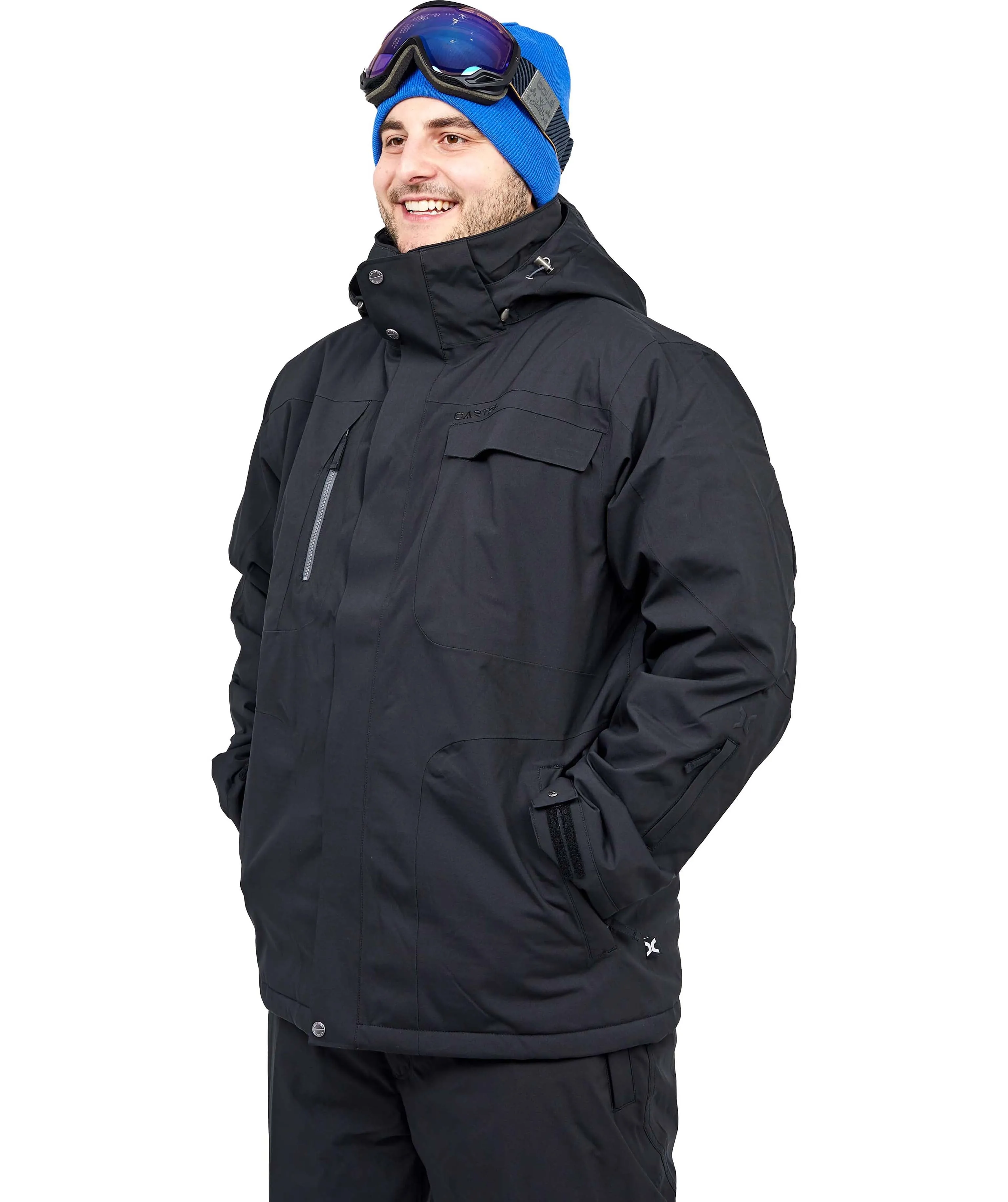 Cartel Bankso Mens Plus Size Ski Jacket Black Stretch 2XL-9XL