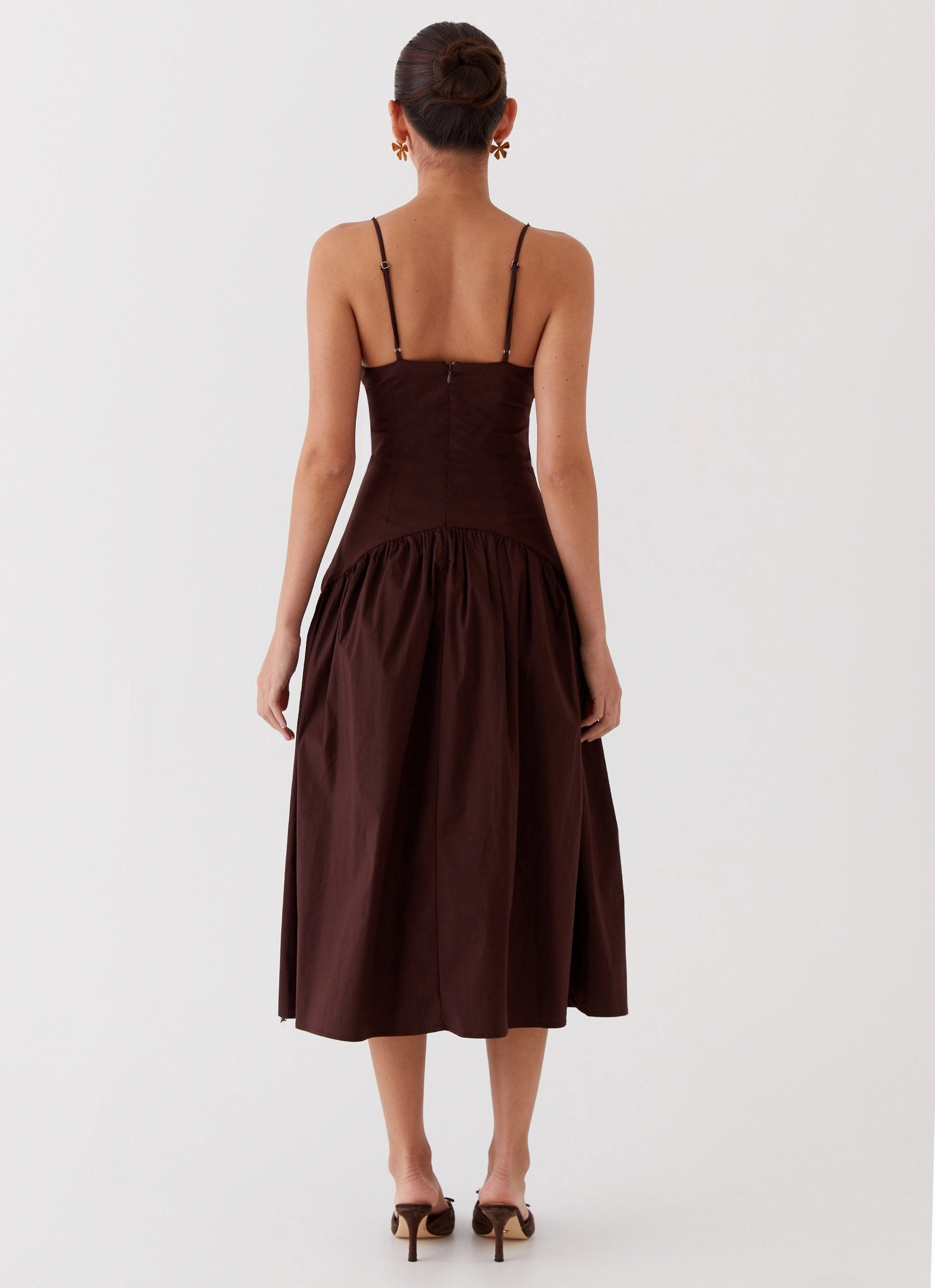 Yvette Corset Midi Dress - Chocolate Resort-Wear