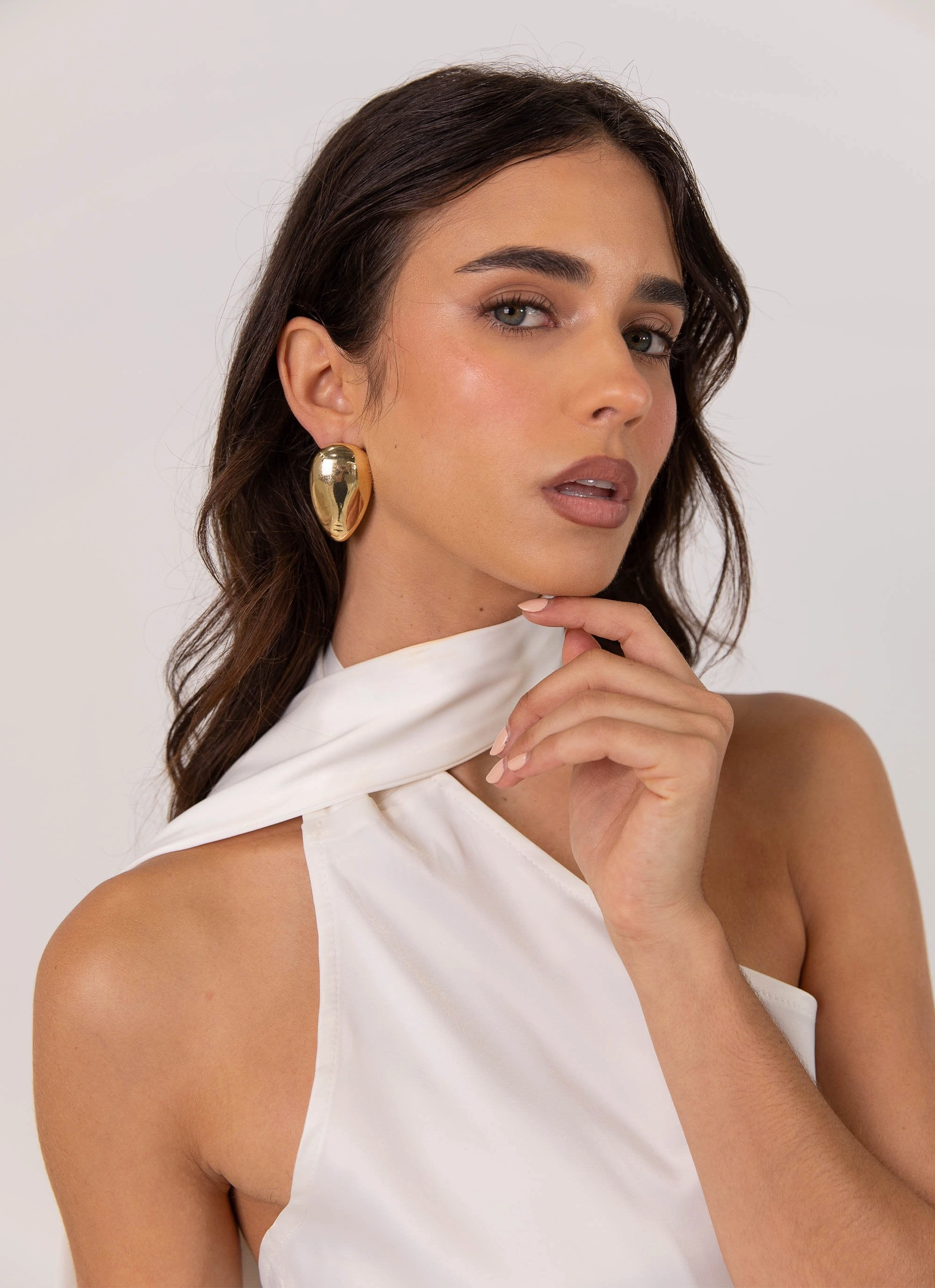 Cassandra Scarf Mini Dress - Pearl Elegant Waist Fit