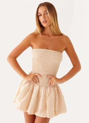 Cassidy Mini Dress - Orange Gingham Dreamy Simplicity