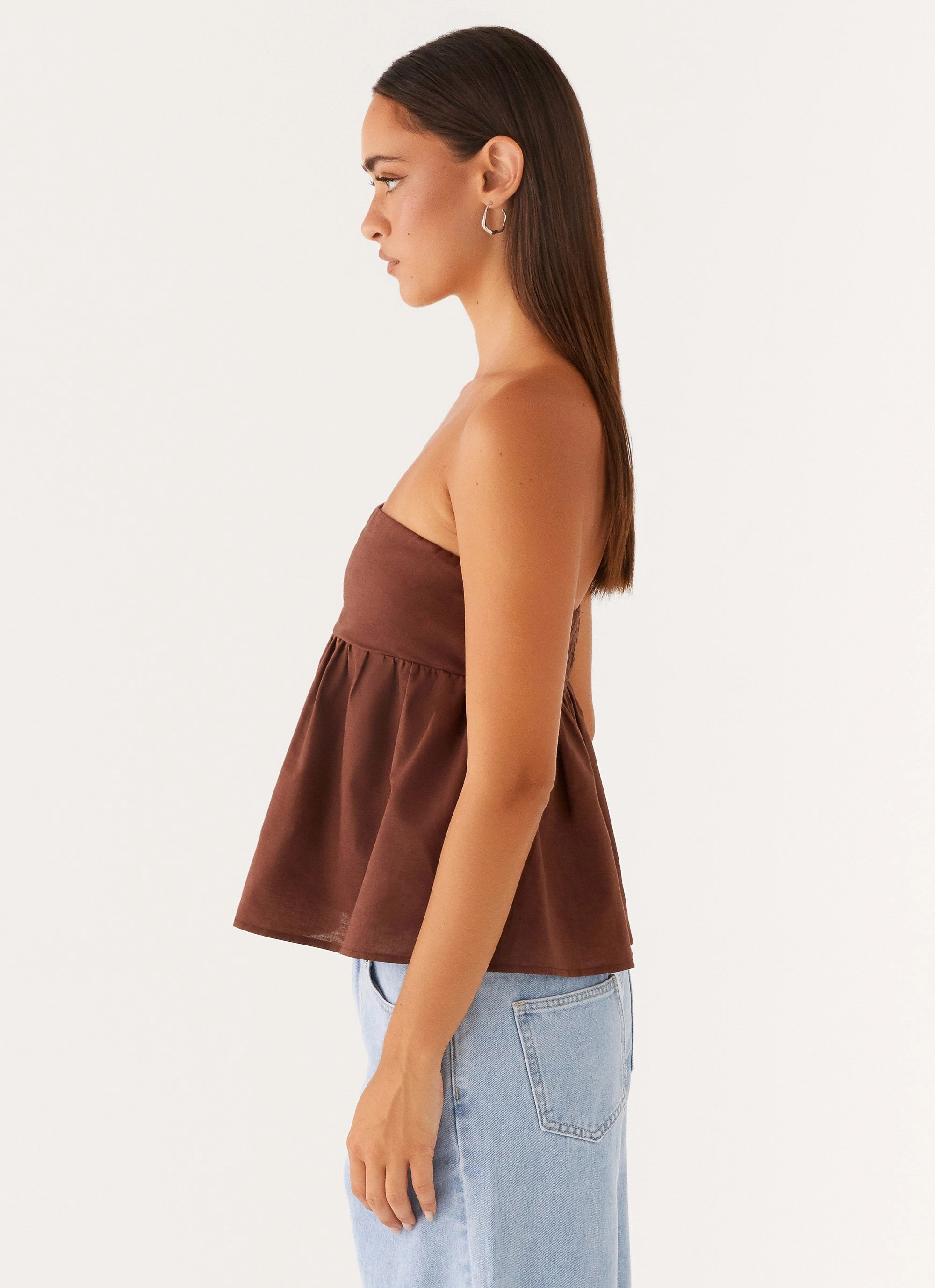 Cassie Tube Top - Chocolate Minimalist Silhouette Trendy Sweater