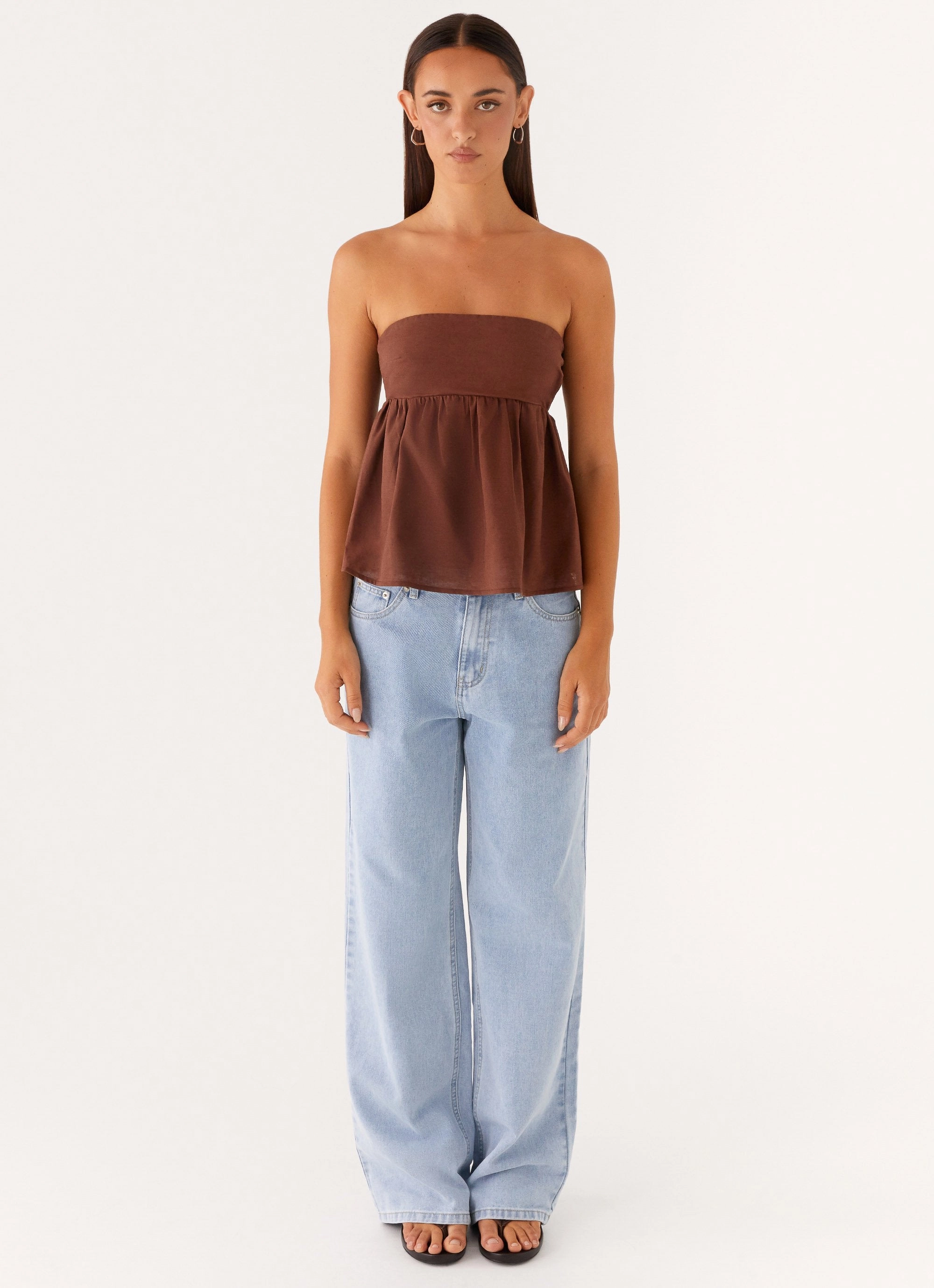 Slim Fit Design Cassie Tube Top - Chocolate