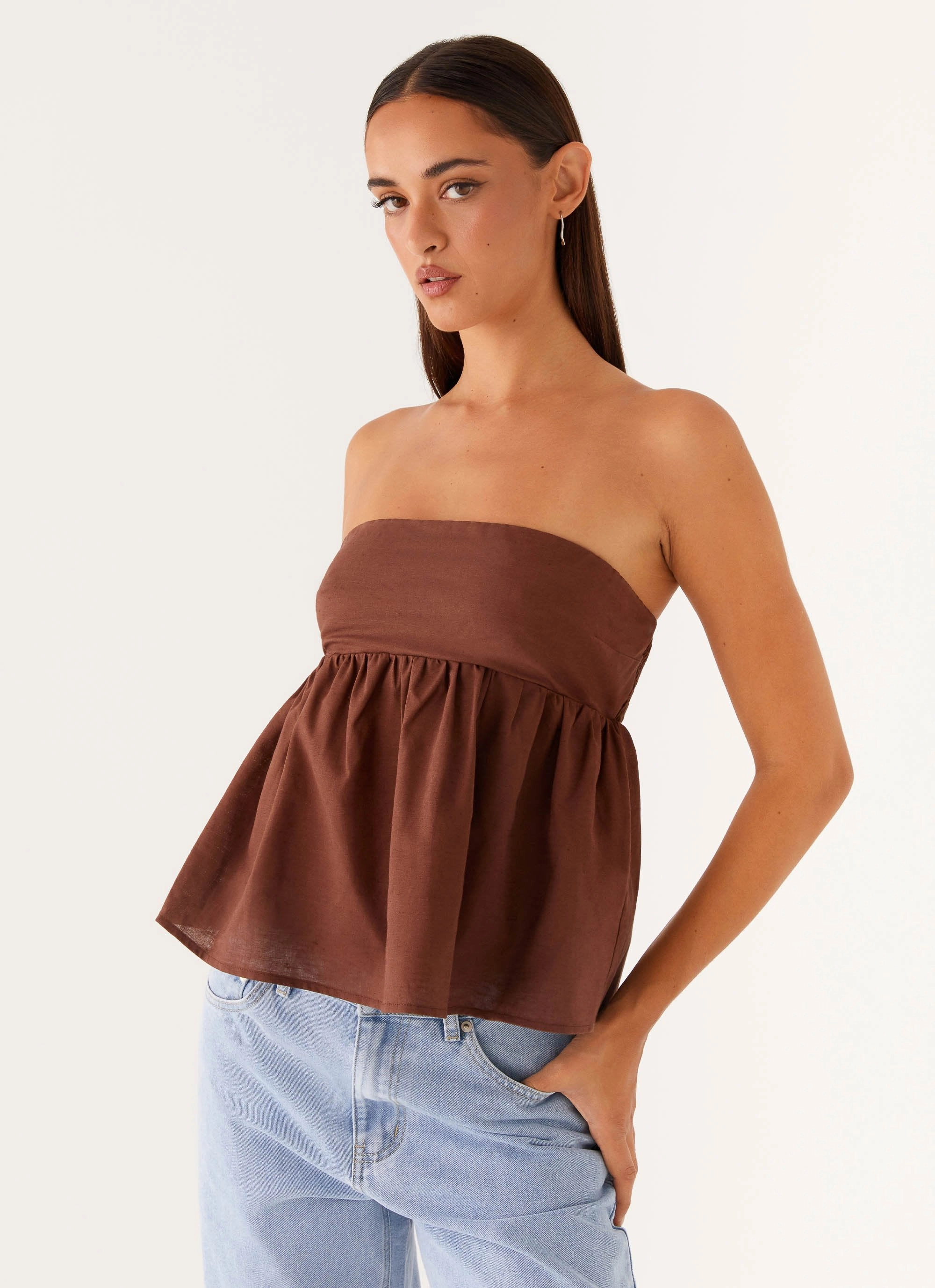 MoistureWickingMaterial HygienicCoating Cassie Tube Top - Chocolate